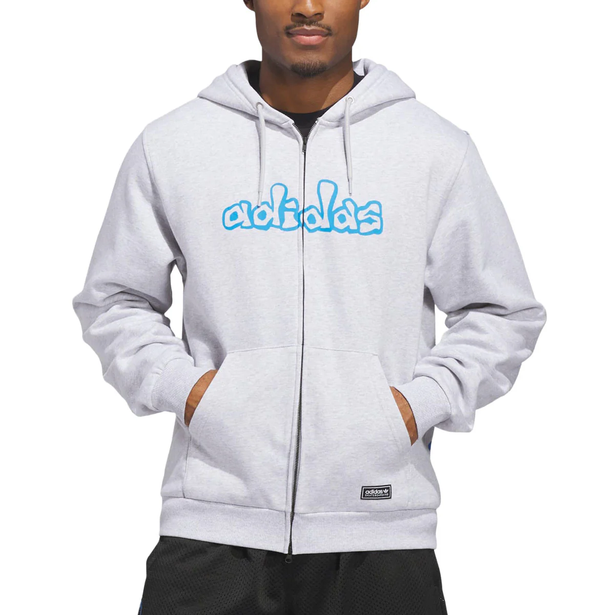 Adidas Kogan Hoodie - Light Grey Heather/Lucid Ray Blue