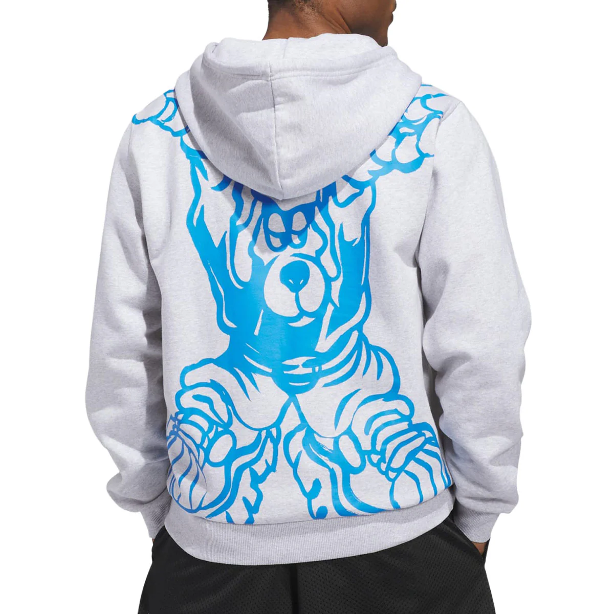 Adidas Kogan Hoodie - Light Grey Heather/Lucid Ray Blue - Image 2