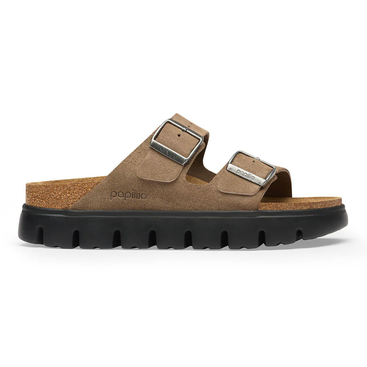 Birkenstock Womens Arizona Chunky Sandals Shoes - Grey Taupe Suede