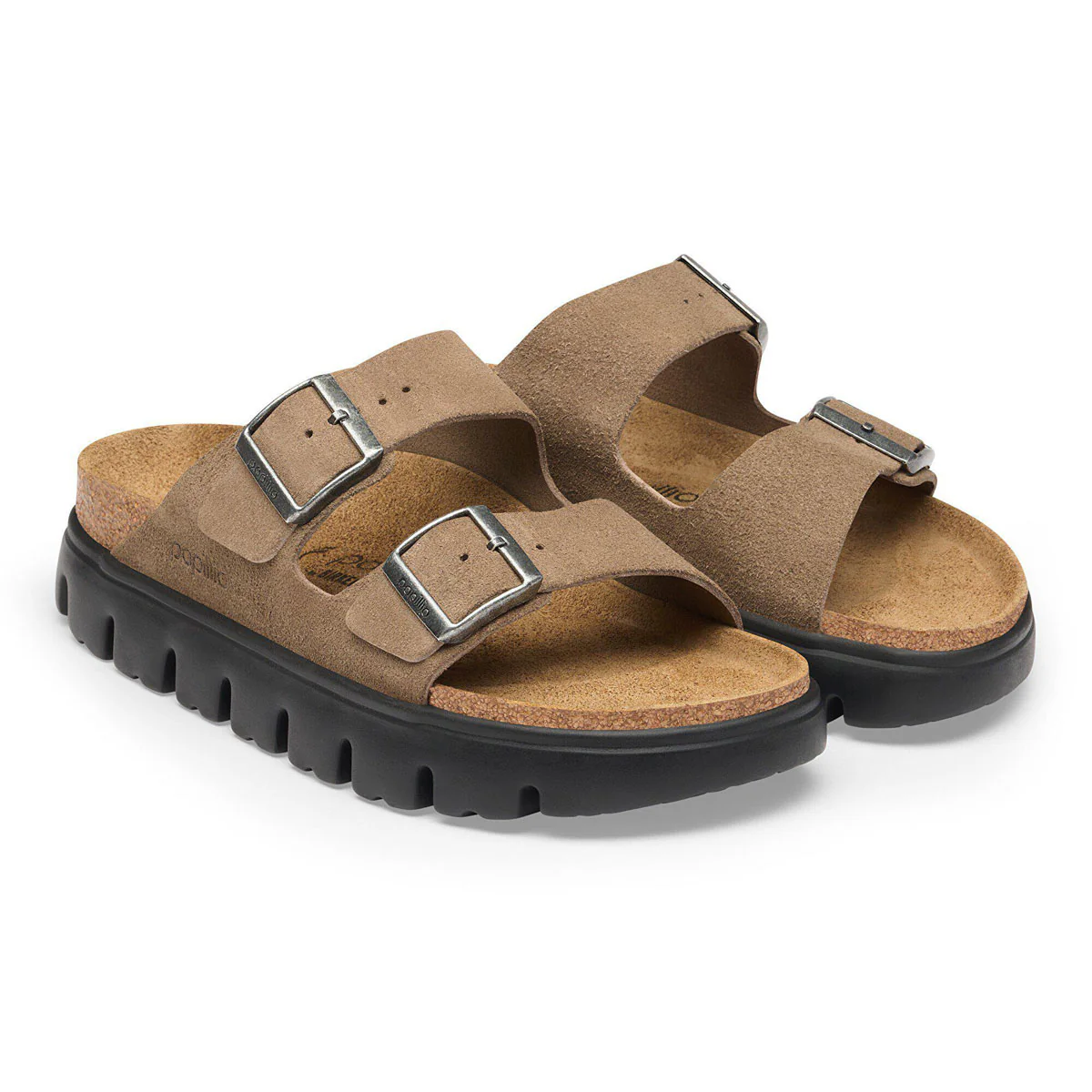Birkenstock Womens Arizona Chunky Sandals Shoes - Grey Taupe Suede - Image 2
