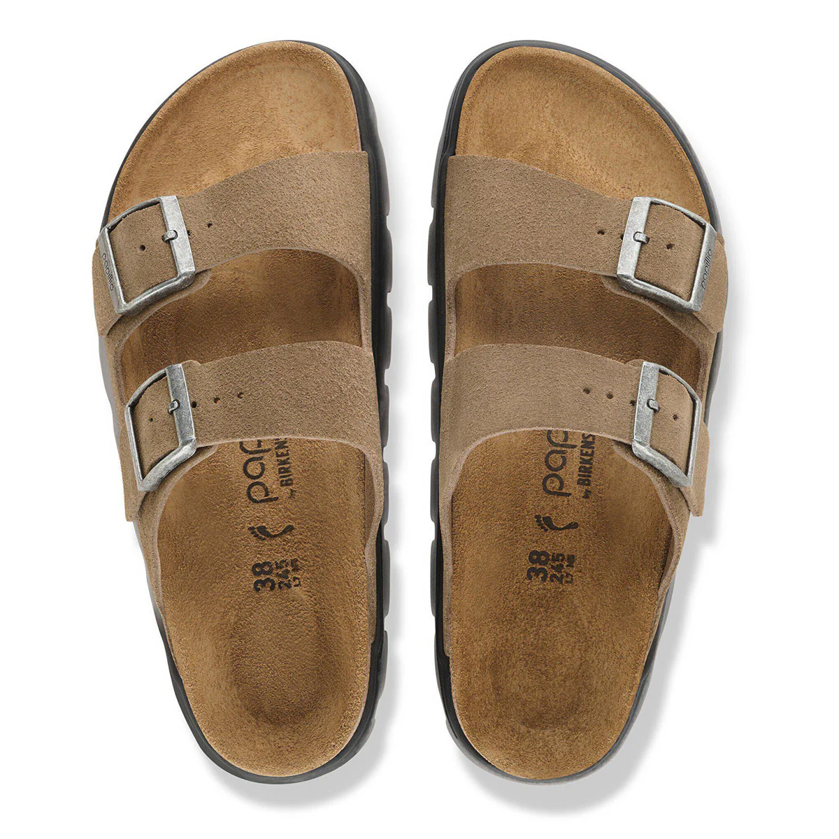 Birkenstock Womens Arizona Chunky Sandals Shoes - Grey Taupe Suede - Image 3