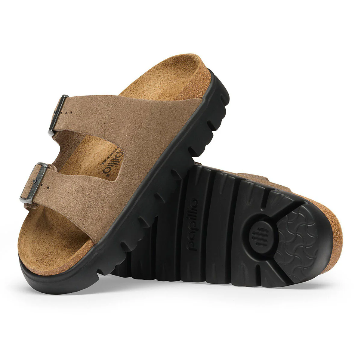 Birkenstock Womens Arizona Chunky Sandals Shoes - Grey Taupe Suede - Image 4
