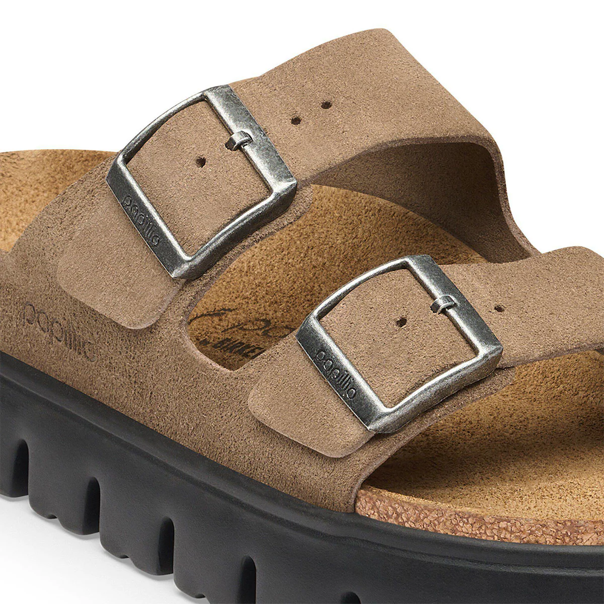 Birkenstock Womens Arizona Chunky Sandals Shoes - Grey Taupe Suede - Image 5
