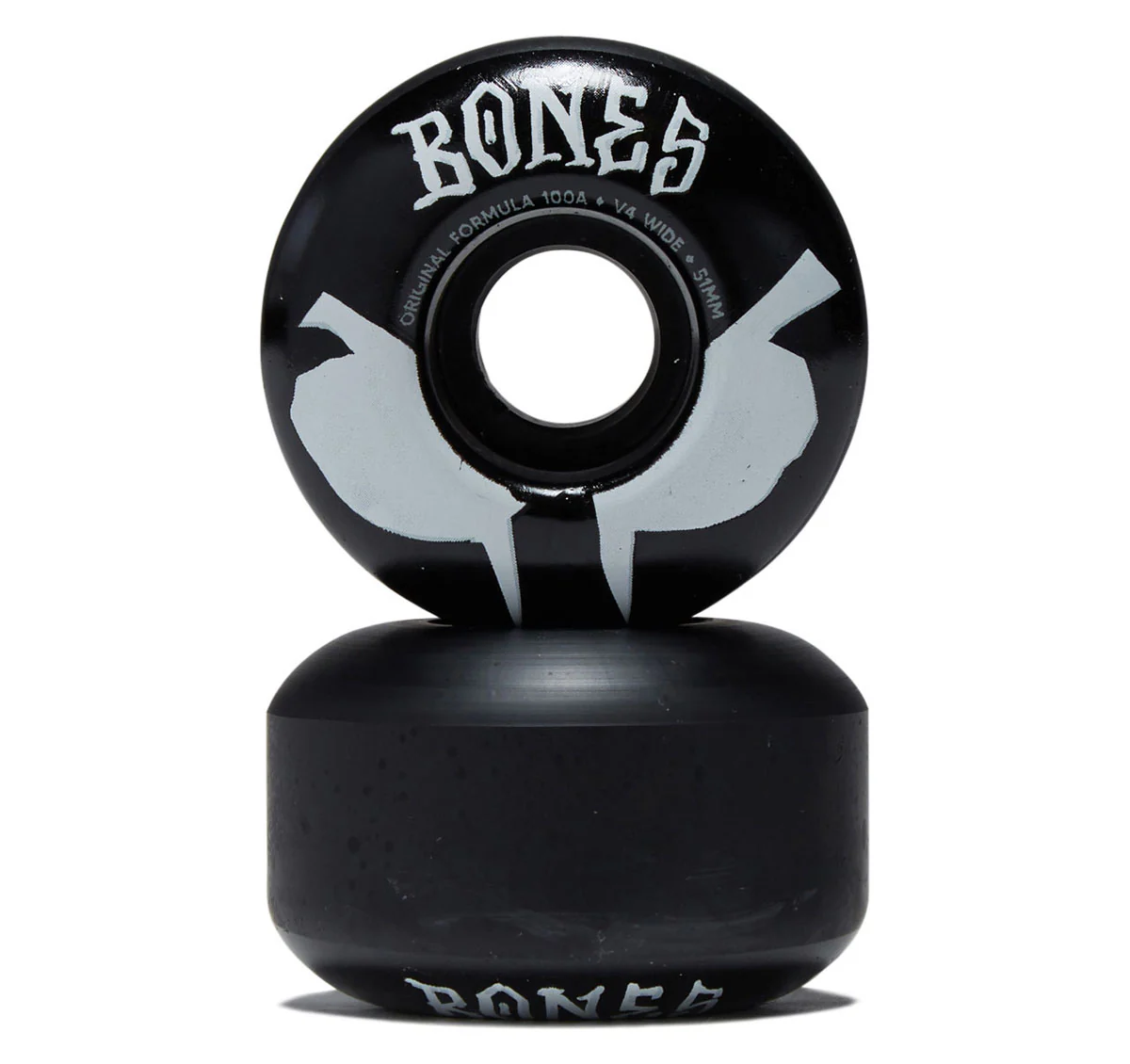 Bones 100s Wides 100a V4 Wide Skateboard Wheels - Black 2026 - 51mm - Image 2