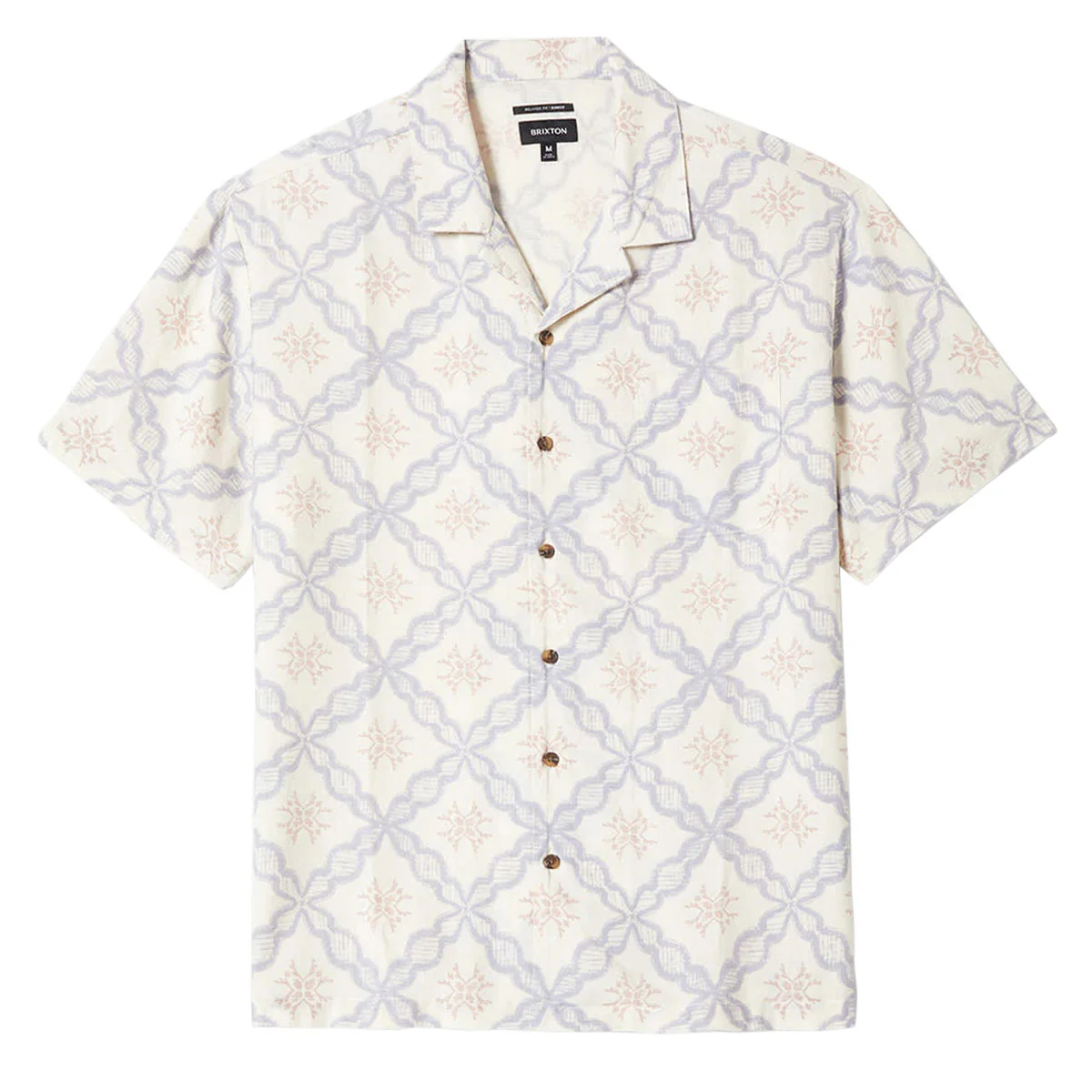 Brixton Bunker Slub Shirt - Off White/Blue Tile - Image 4