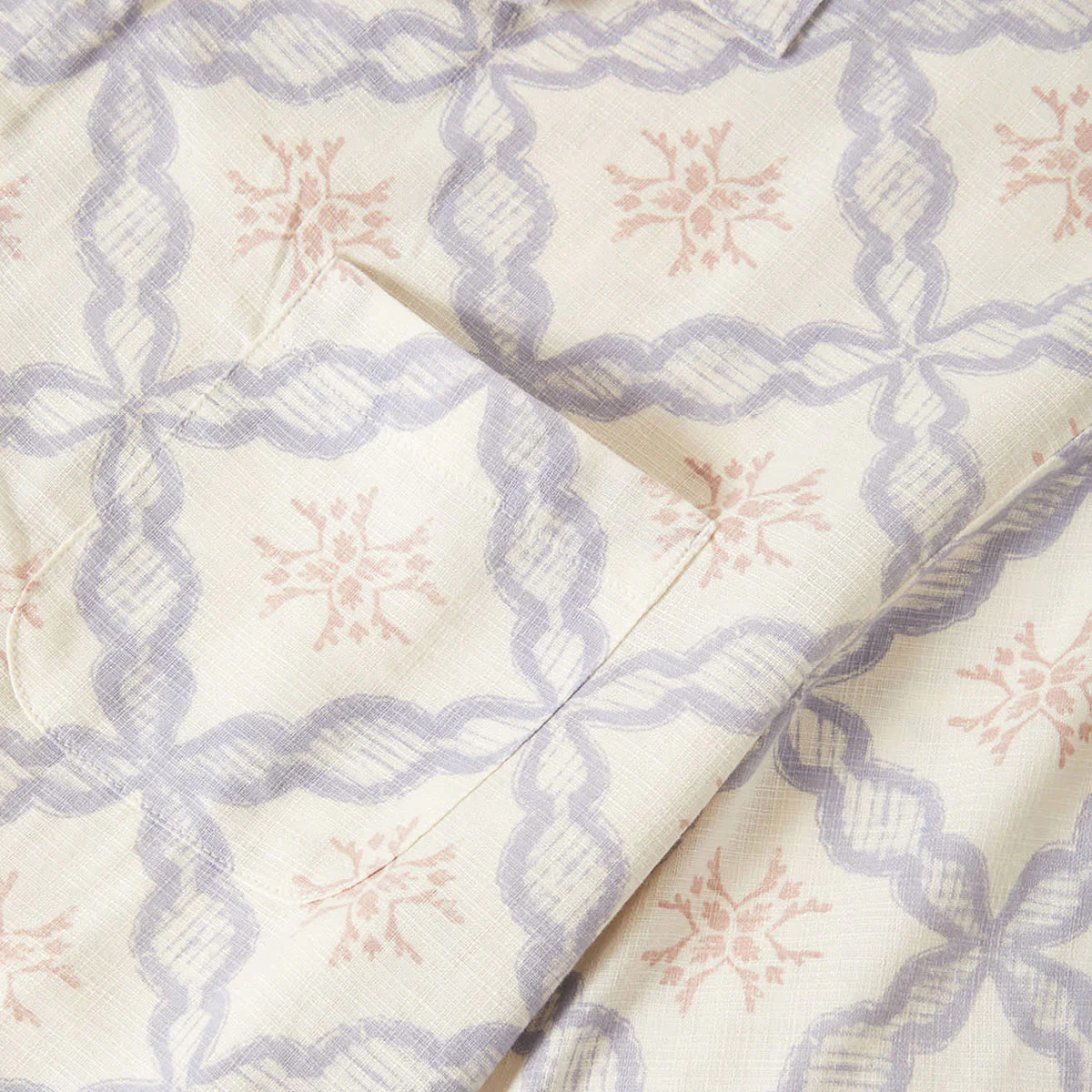 Brixton Bunker Slub Shirt - Off White/Blue Tile - Image 5