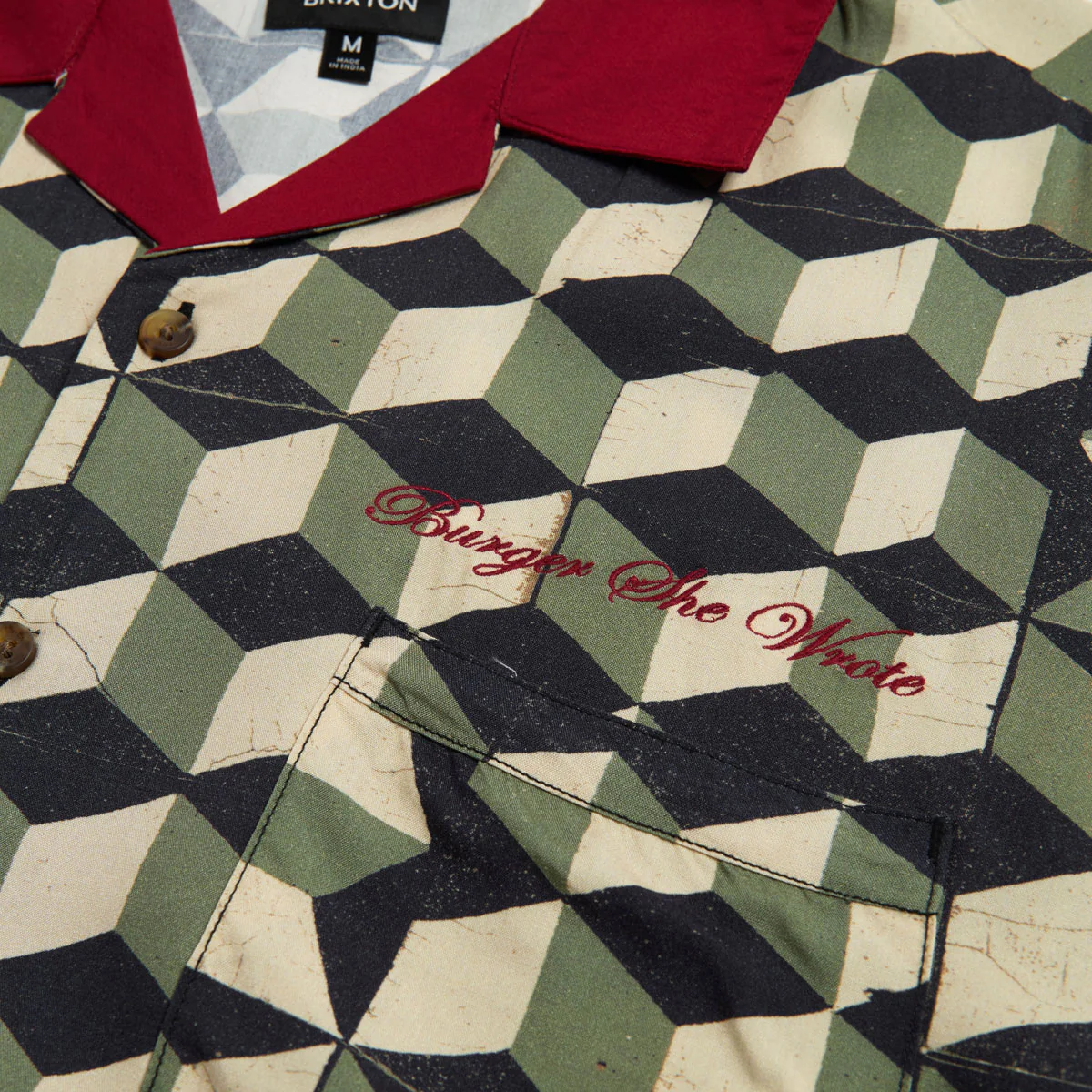 Brixton Burger She Wrote Shirt - Black/Green Tile - Image 2