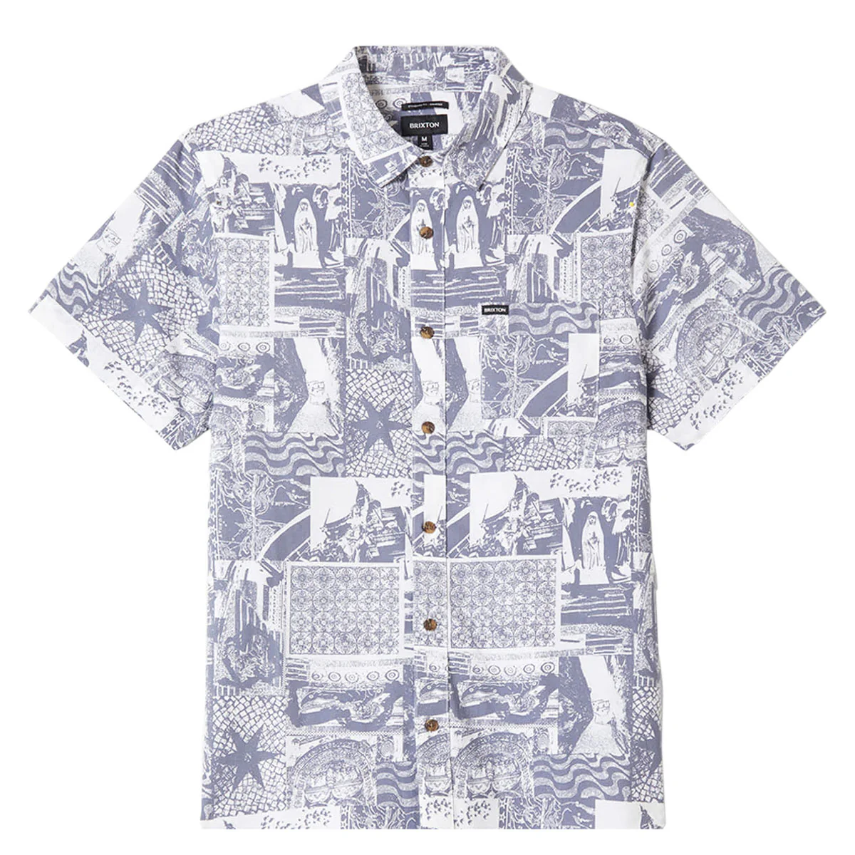 Brixton Charter Print Shirt - Navy/White Collage - Image 4