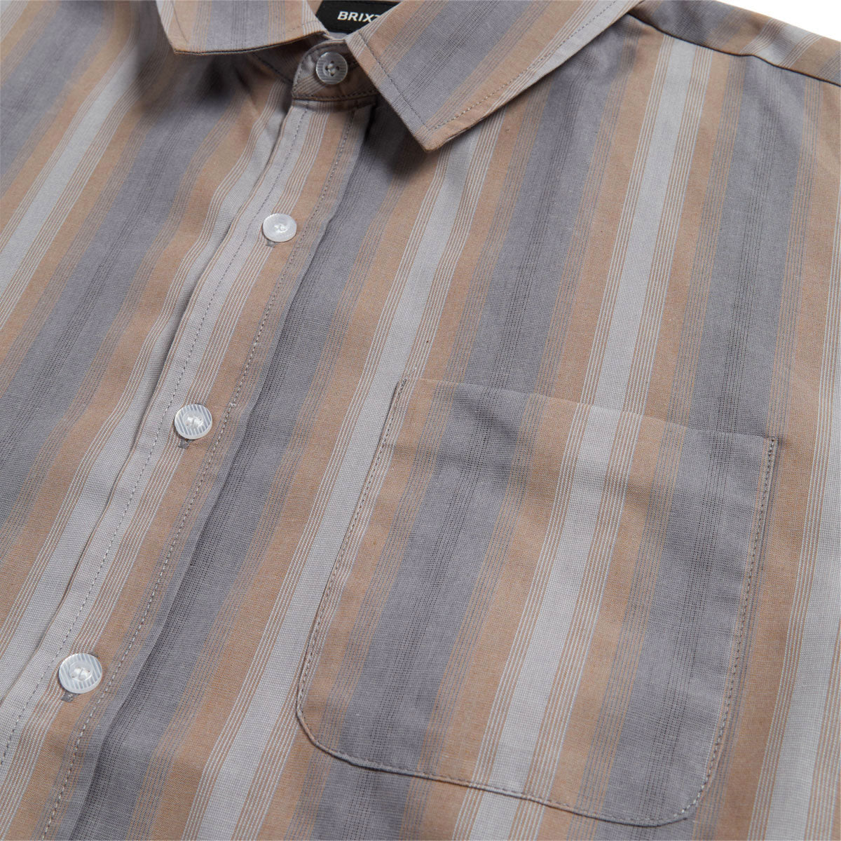 Brixton Cru Shirt - Charcoal Shadow Stripe - Image 2