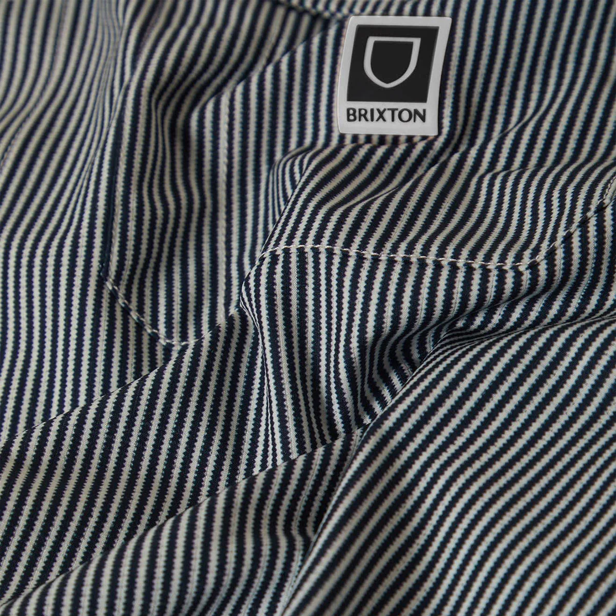 Brixton Journey Lightweight Long Sleeve Shirt - Navy/White Stripe - Image 6