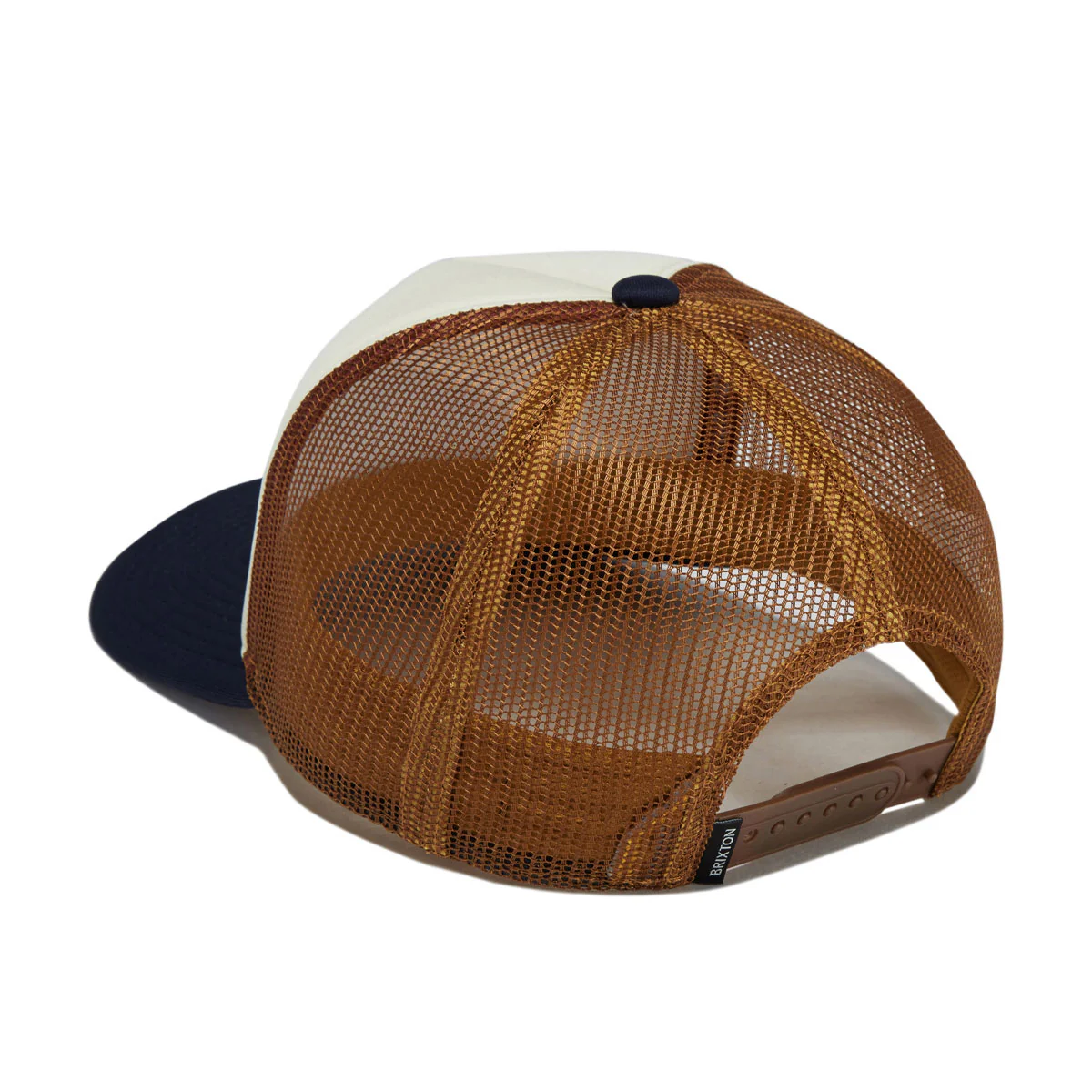 Brixton Mid Century Ranch Trucker Hat - Off White/Washed Navy/Caramel - Image 2