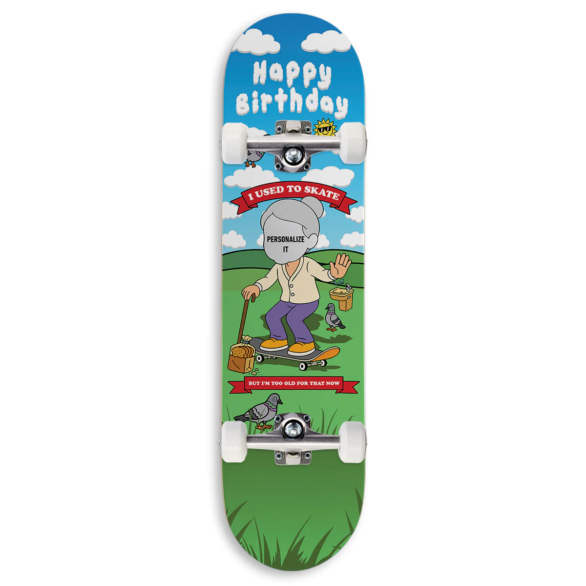 CCS Customs Birthday Skateboard Complete - Now Im Old Female - 8.00"