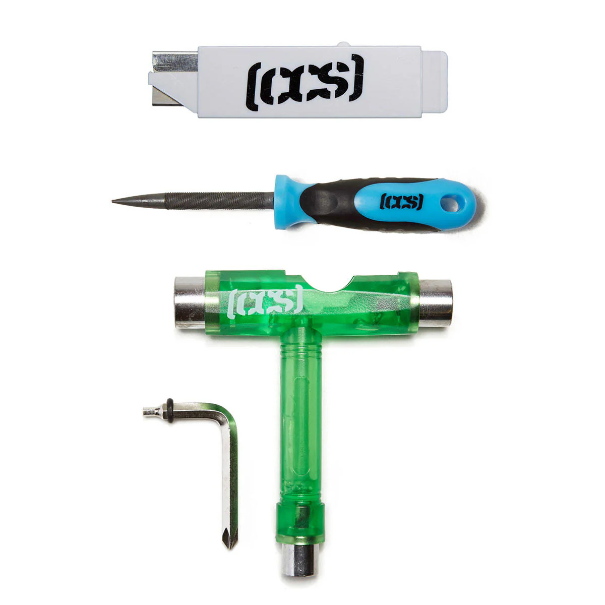 CCS Skateboard Tool with 2-in-1 File and Razor Blade - Clear Green