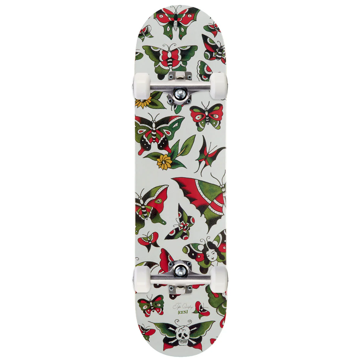 CCS x Tyler Quigley Flash Butterflies Skateboard Complete - White - 8.125"