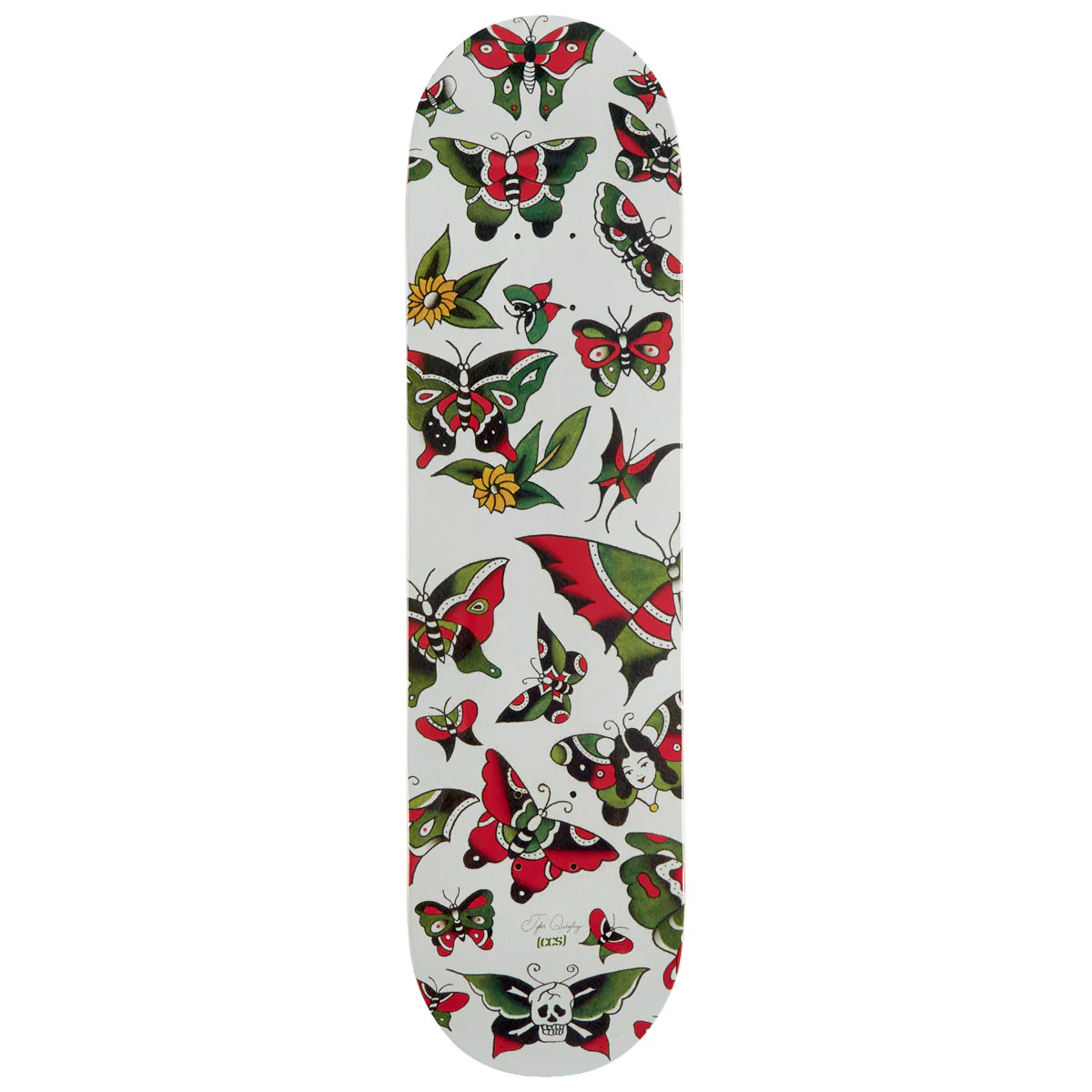 CCS x Tyler Quigley Flash Butterflies Skateboard Deck - White - 8.50"