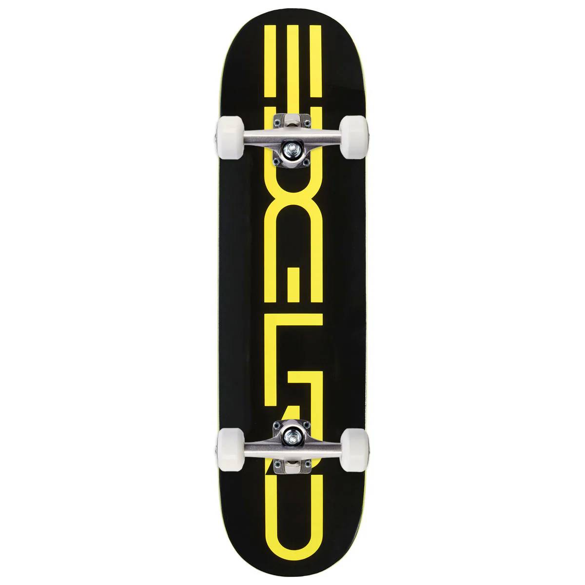 EDGLRD Tech Script Skateboard Complete - Black/Yellow Font - 8.25"
