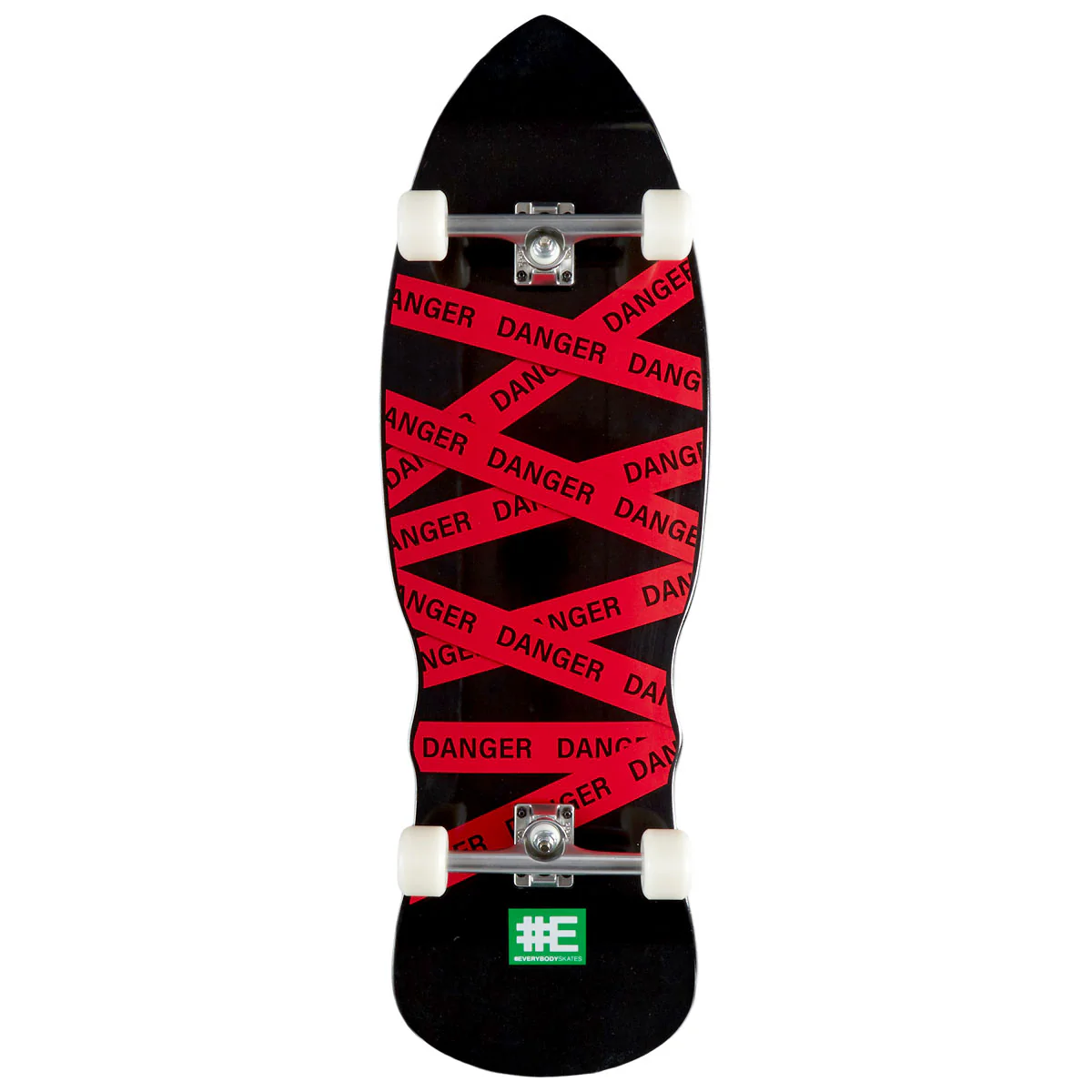 EVERYBODYSKATES BB Danger Big Board 40" Pre-Built Skateboard Complete - Black/Red