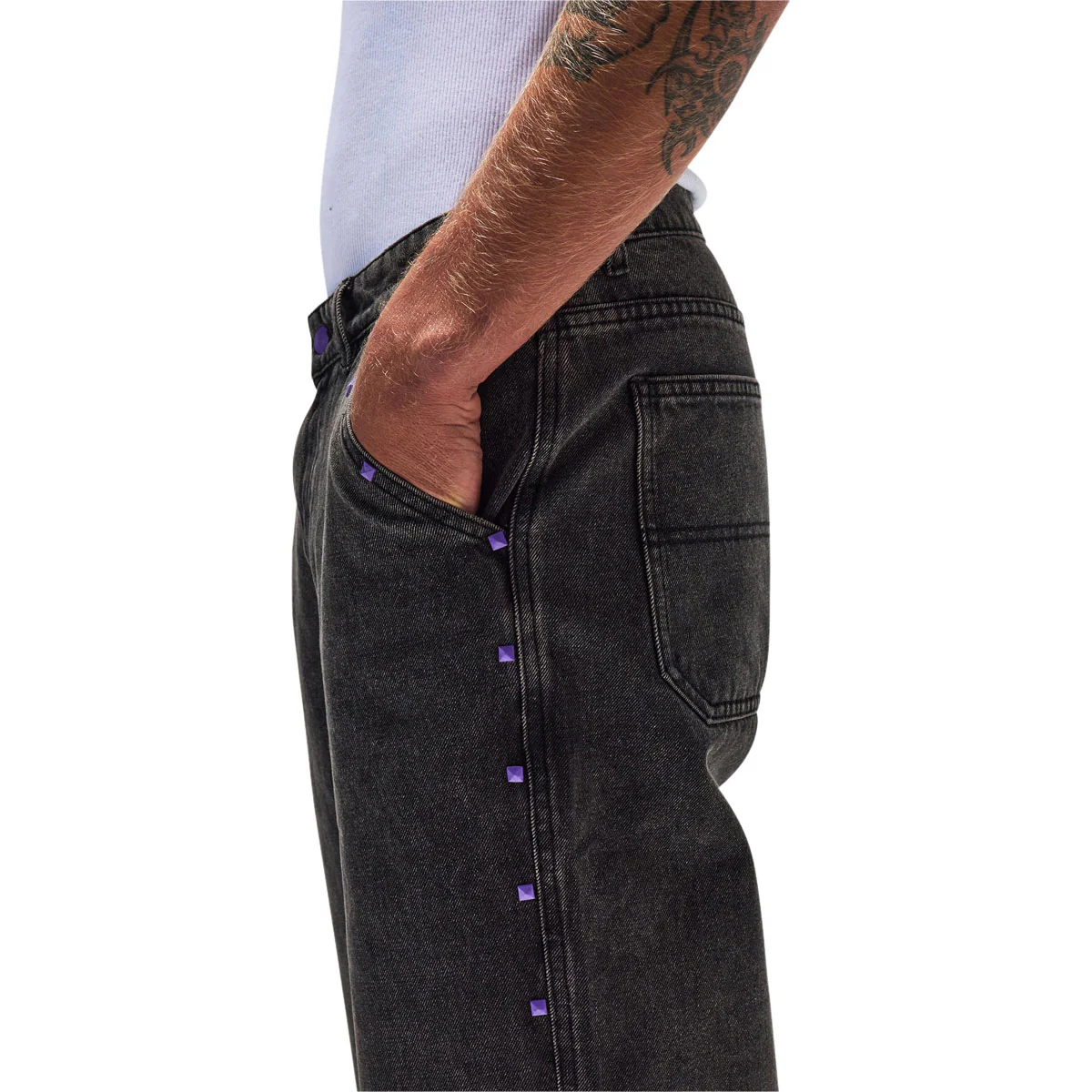 Former Studded Denim Jeans - Washed Black - Image 4