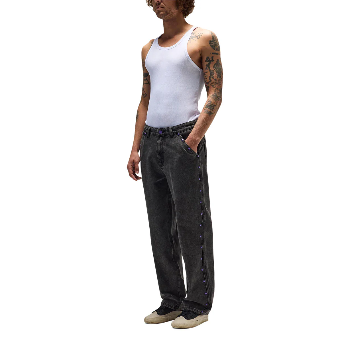Former Studded Denim Jeans - Washed Black - Image 5