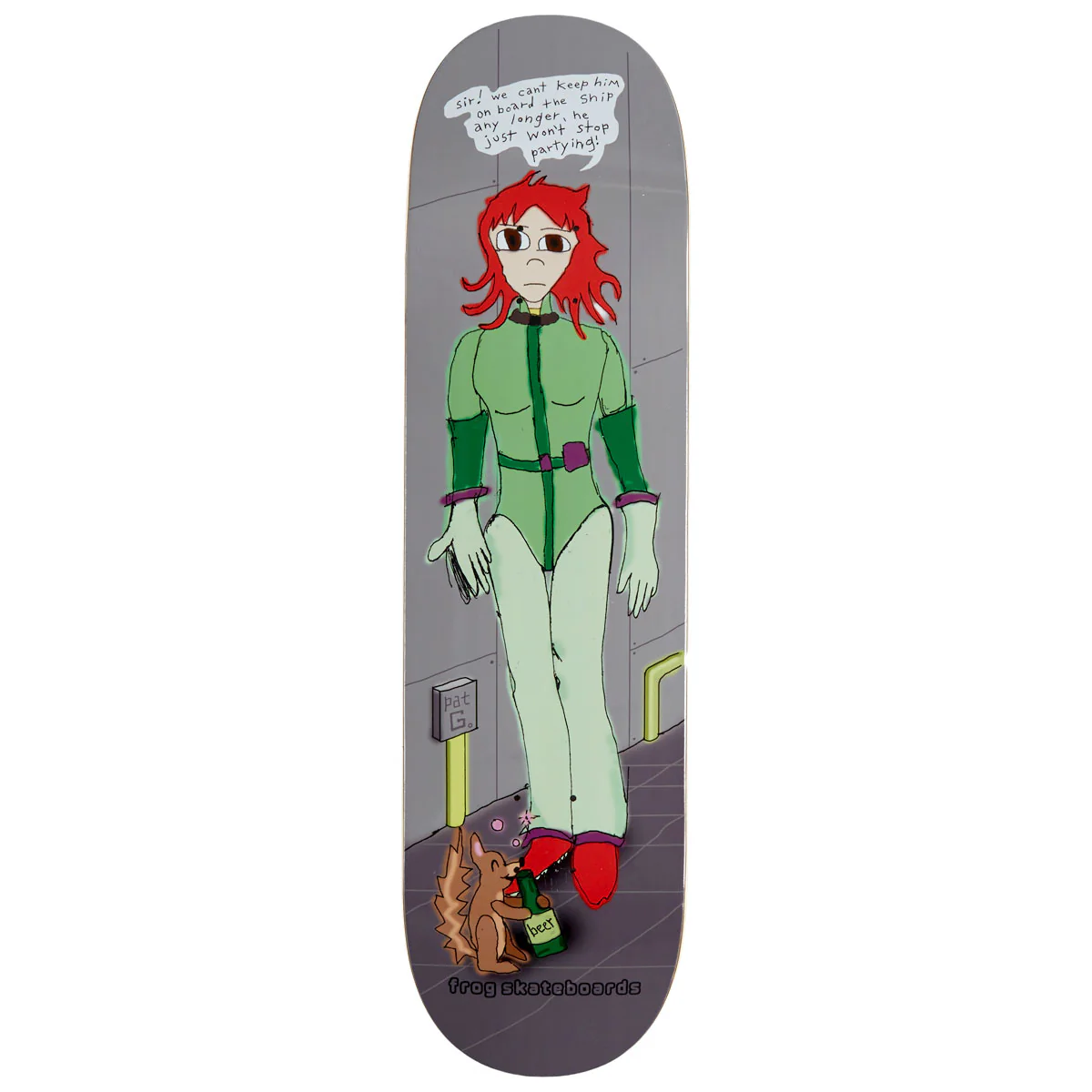 Frog Party Squirrel Pat G Skateboard Deck - 8.38"