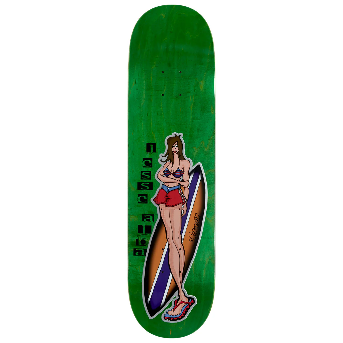 Frog Surfer Girl Jesse Alba Skateboard Deck - 8.25"
