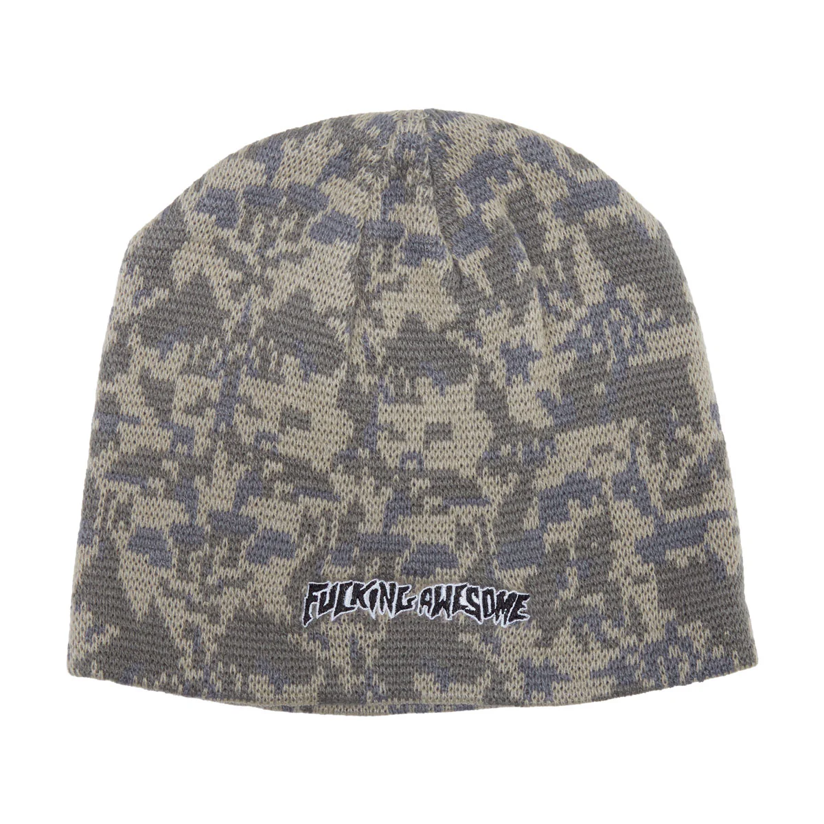 Fucking Awesome Embroidered Stamp Logo Skully Beanie - Camo