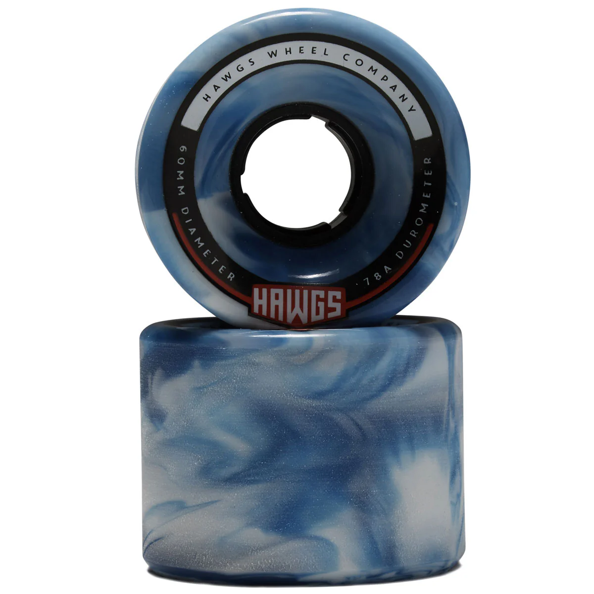 Hawgs Chubby 78a Stone Ground Longboard Wheels - Blue/White Swirl - 60mm - Image 2