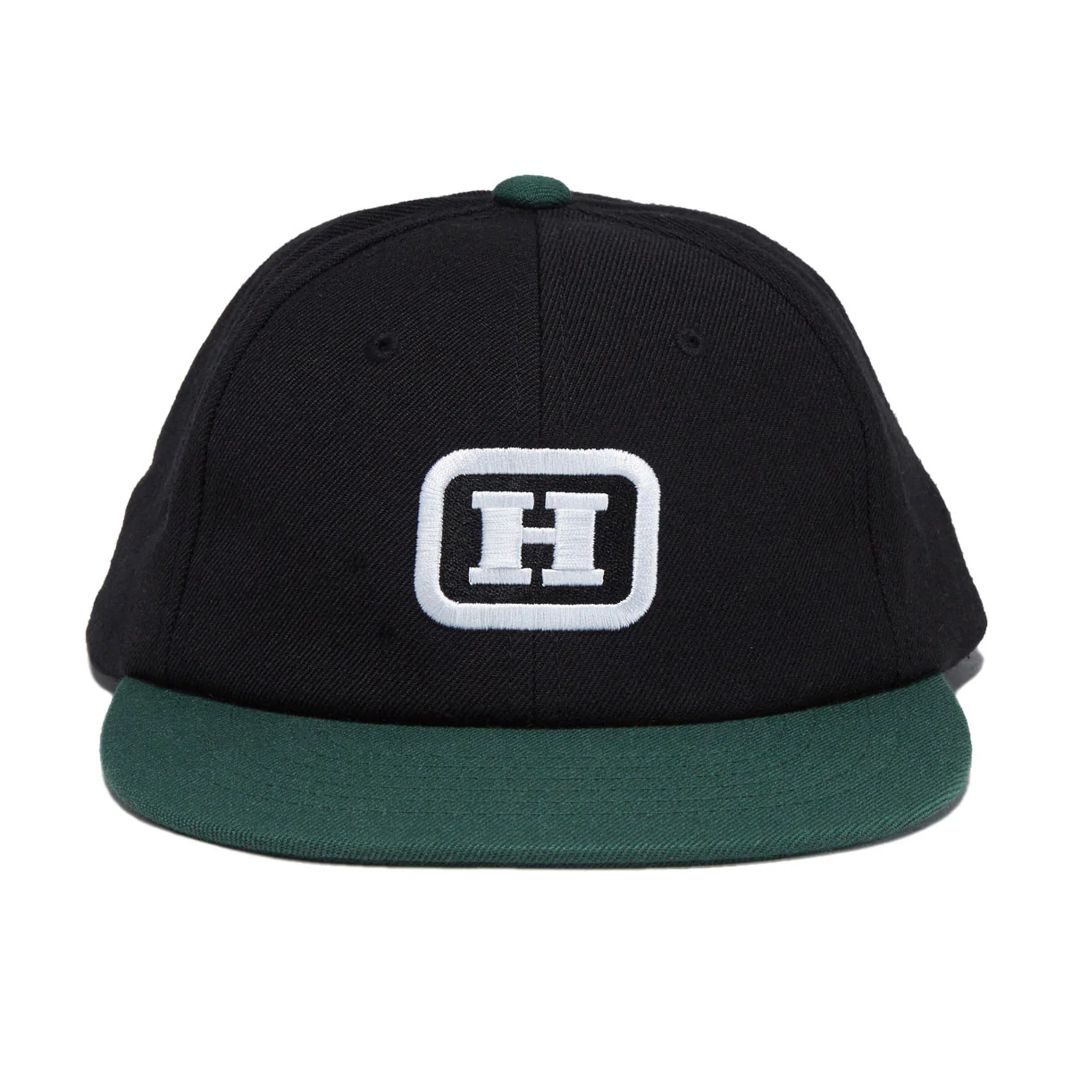 HUF Serif H 6 Panel Snapback Hat - Black - Image 5