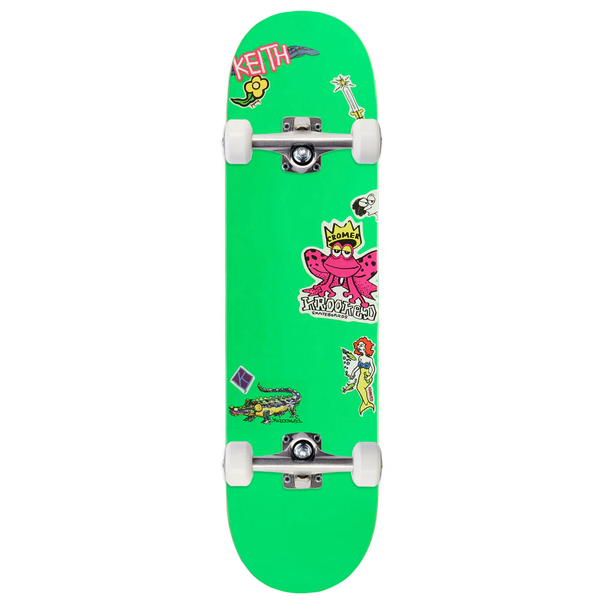 Krooked Cromer Neon Sticker Skateboard Complete - Green - 8.25"