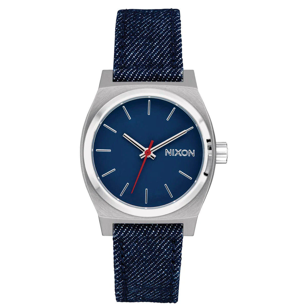 Nixon Medium Time Teller Denim Watch - Silver/Indigo/Denim