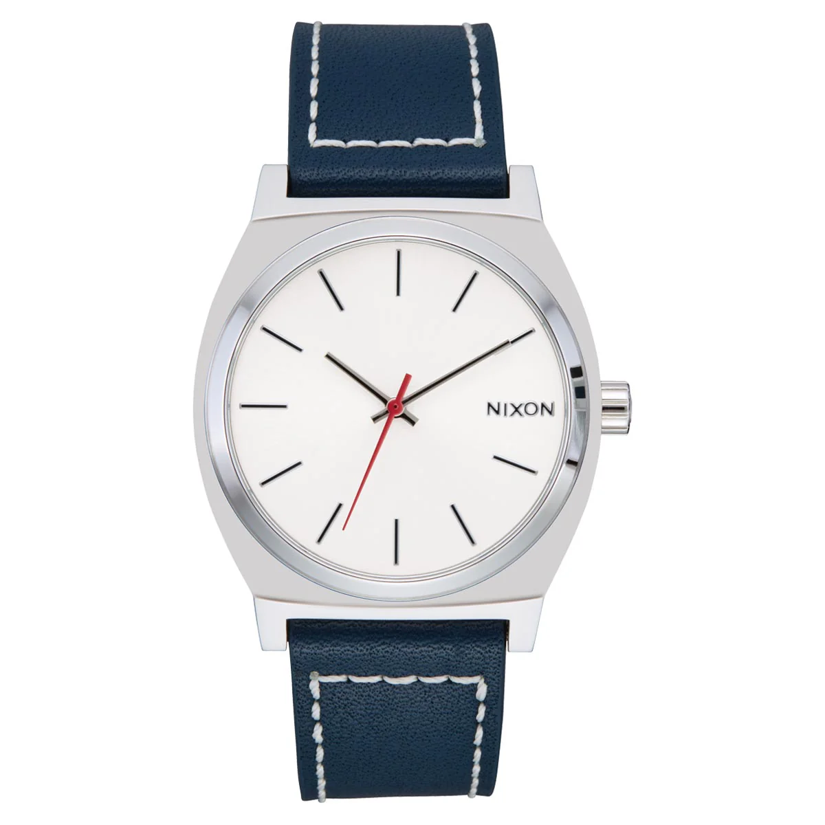 Nixon Time Teller Leather Watch - Silver/Cloud/Indigo