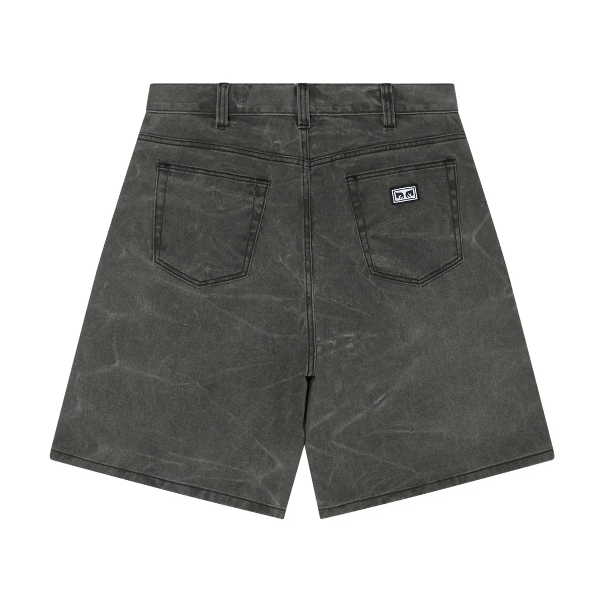 Obey Bigwig Baggy Denim Shorts - Black Wrinkle Wash - Image 2