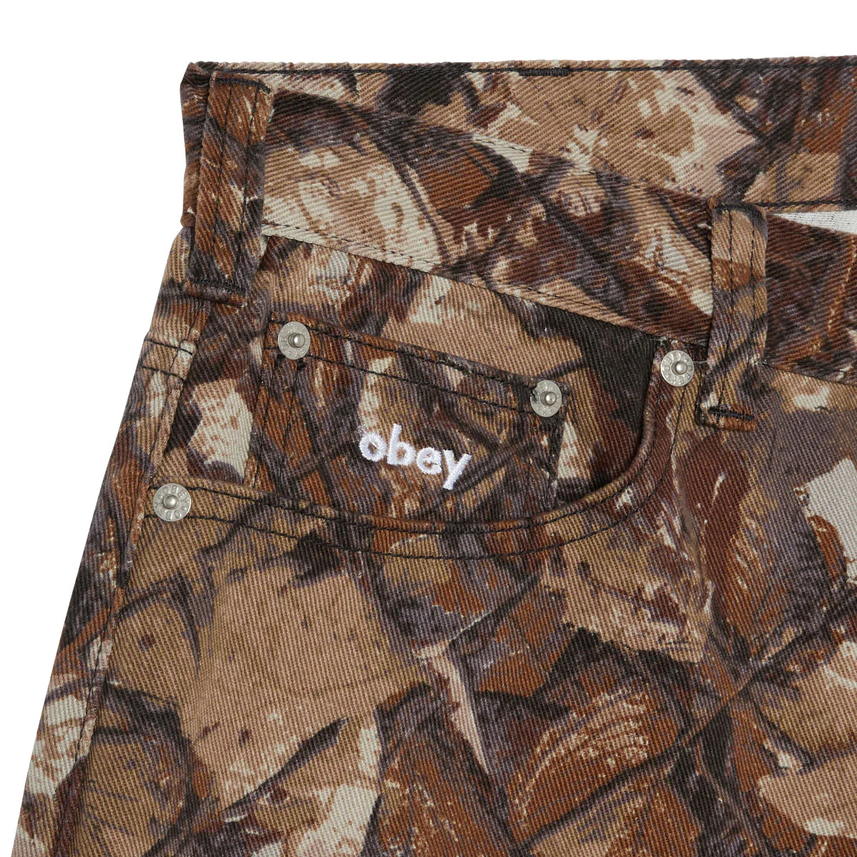 Obey Bigwig Baggy Denim Shorts - Fence Camo - Image 3