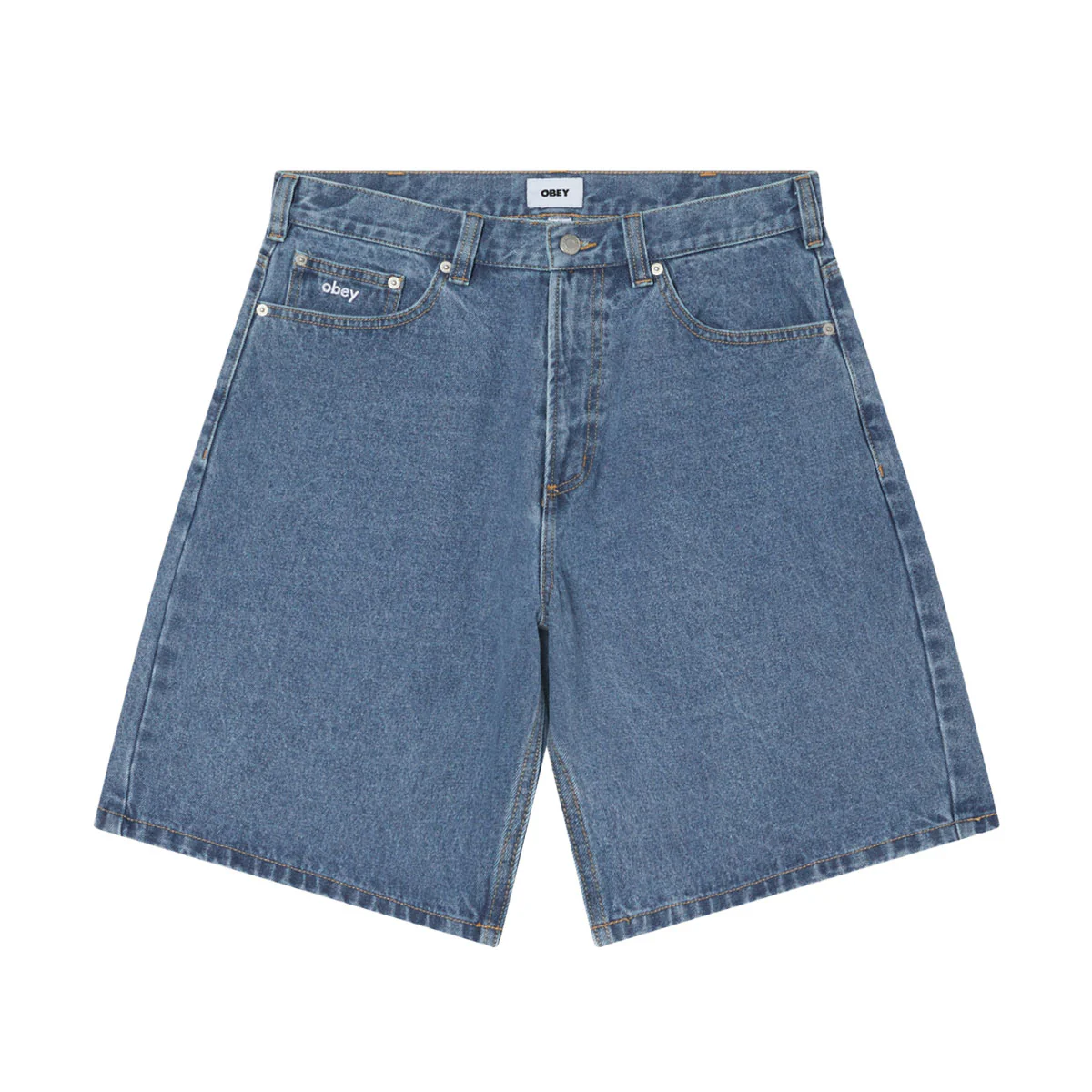 Obey Bigwig Baggy Denim Shorts - Light Indigo II
