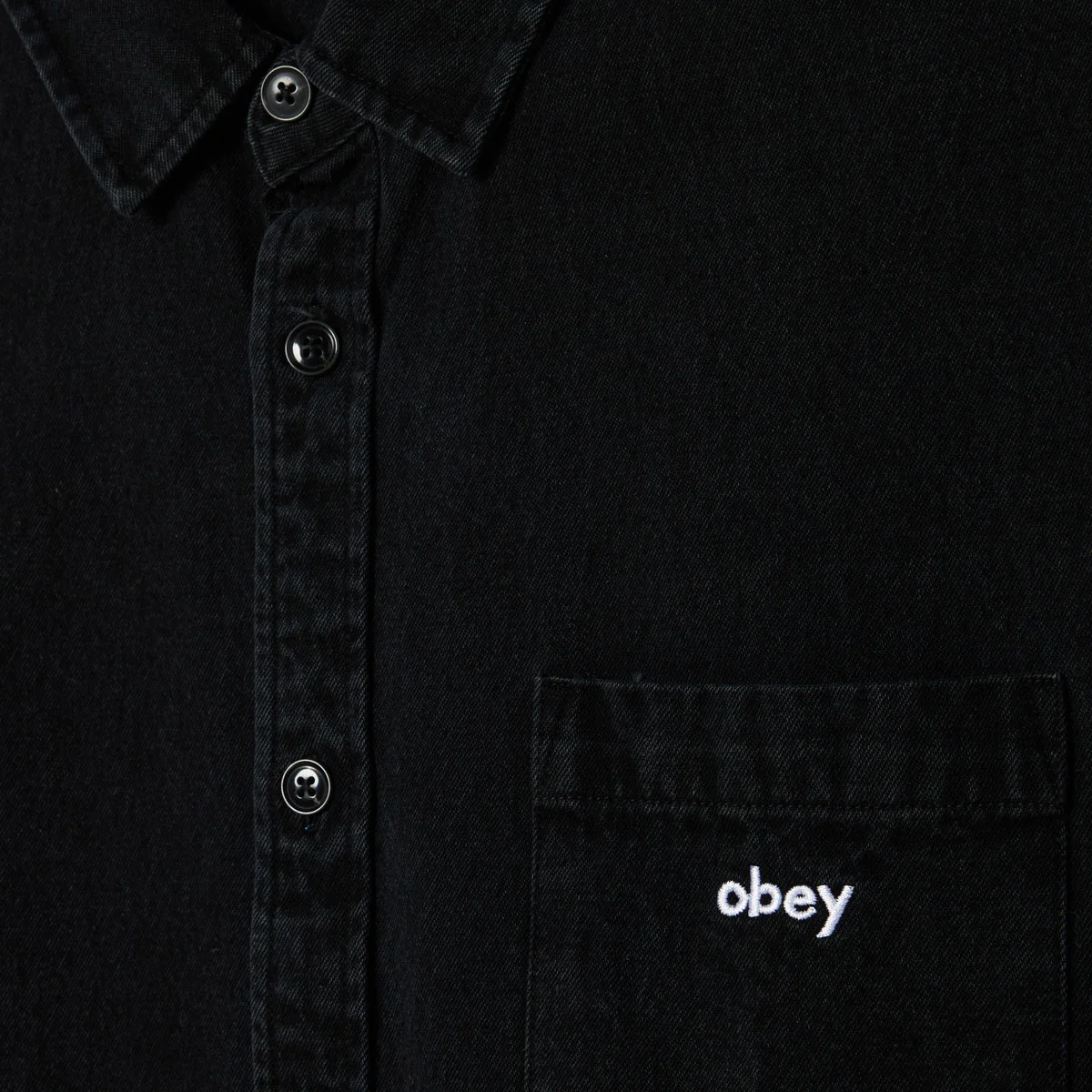 Obey Owens Denim Shirt - Faded Black - Image 3