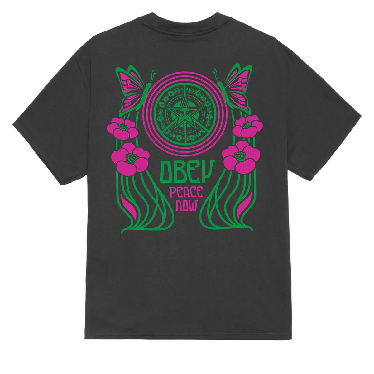 Obey Peace Now Butterflies T-Shirt - Vintage Black