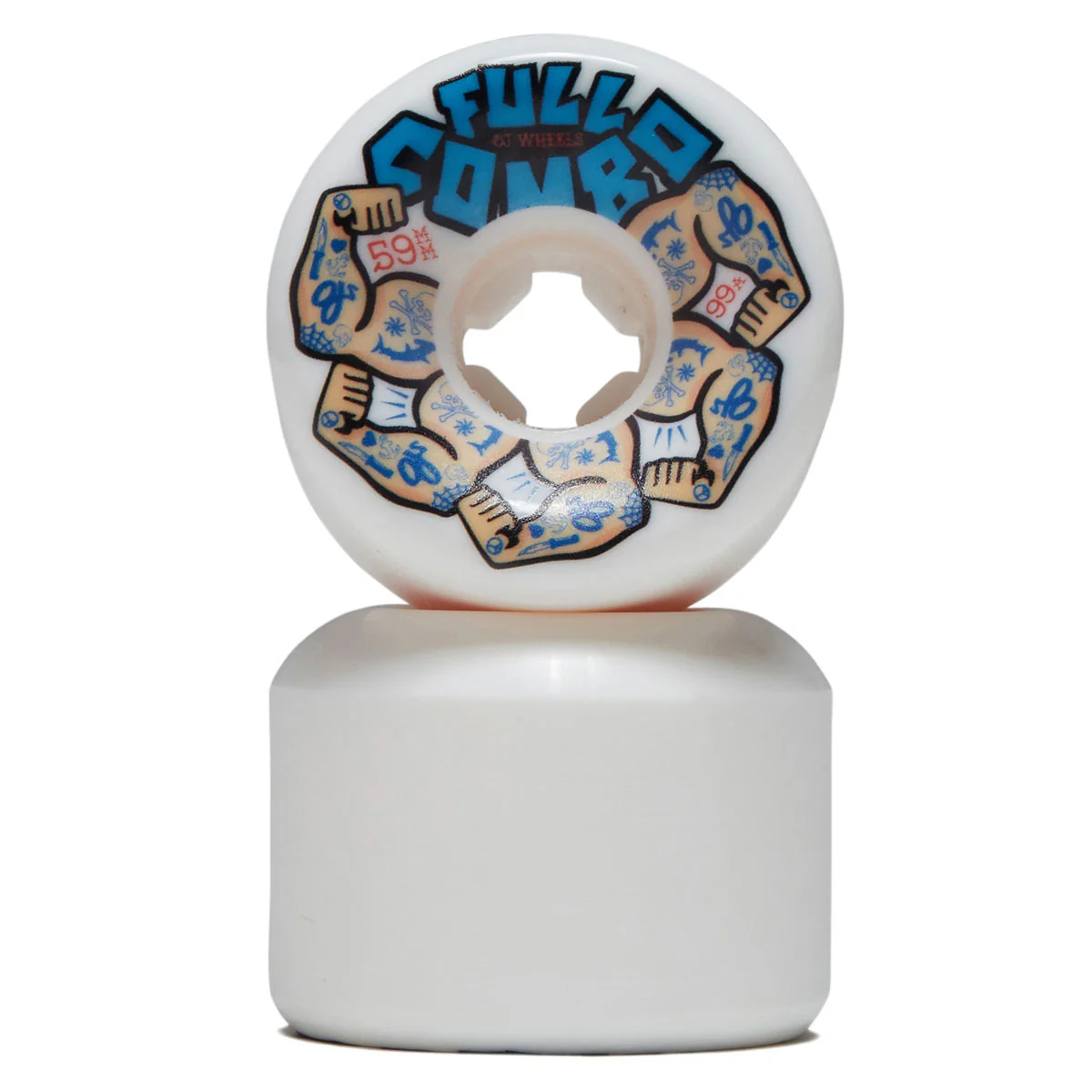 OJ Team Elite Full Combo 99a Skateboard Wheels - White - 59mm - Image 2