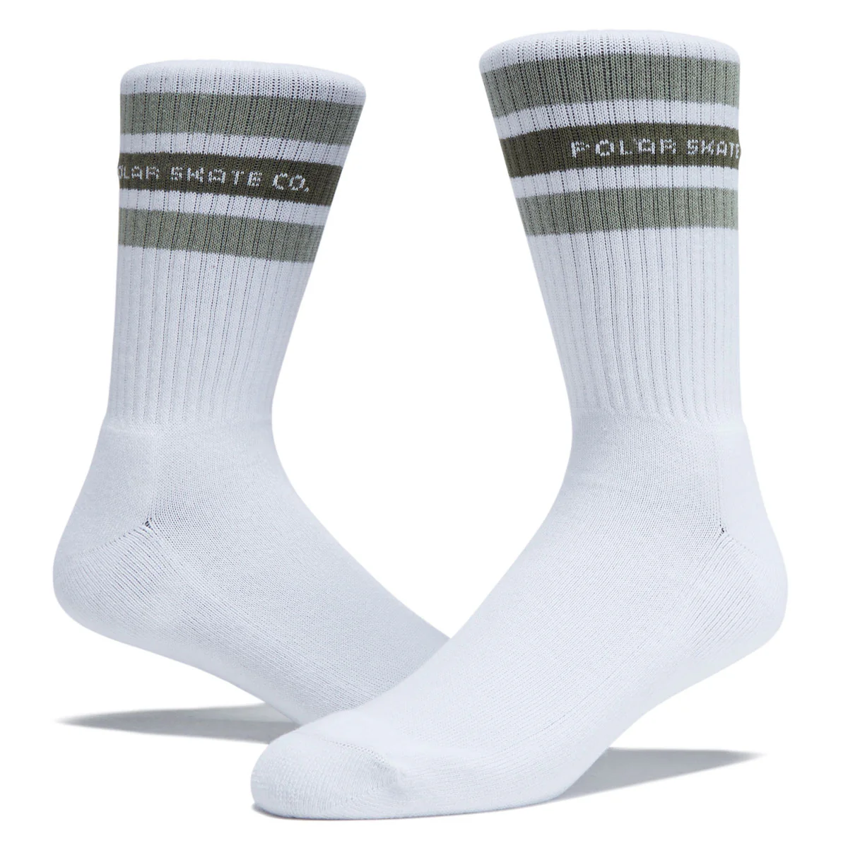 Polar Fat Stripe Rib Socks - White/Sage - Image 2
