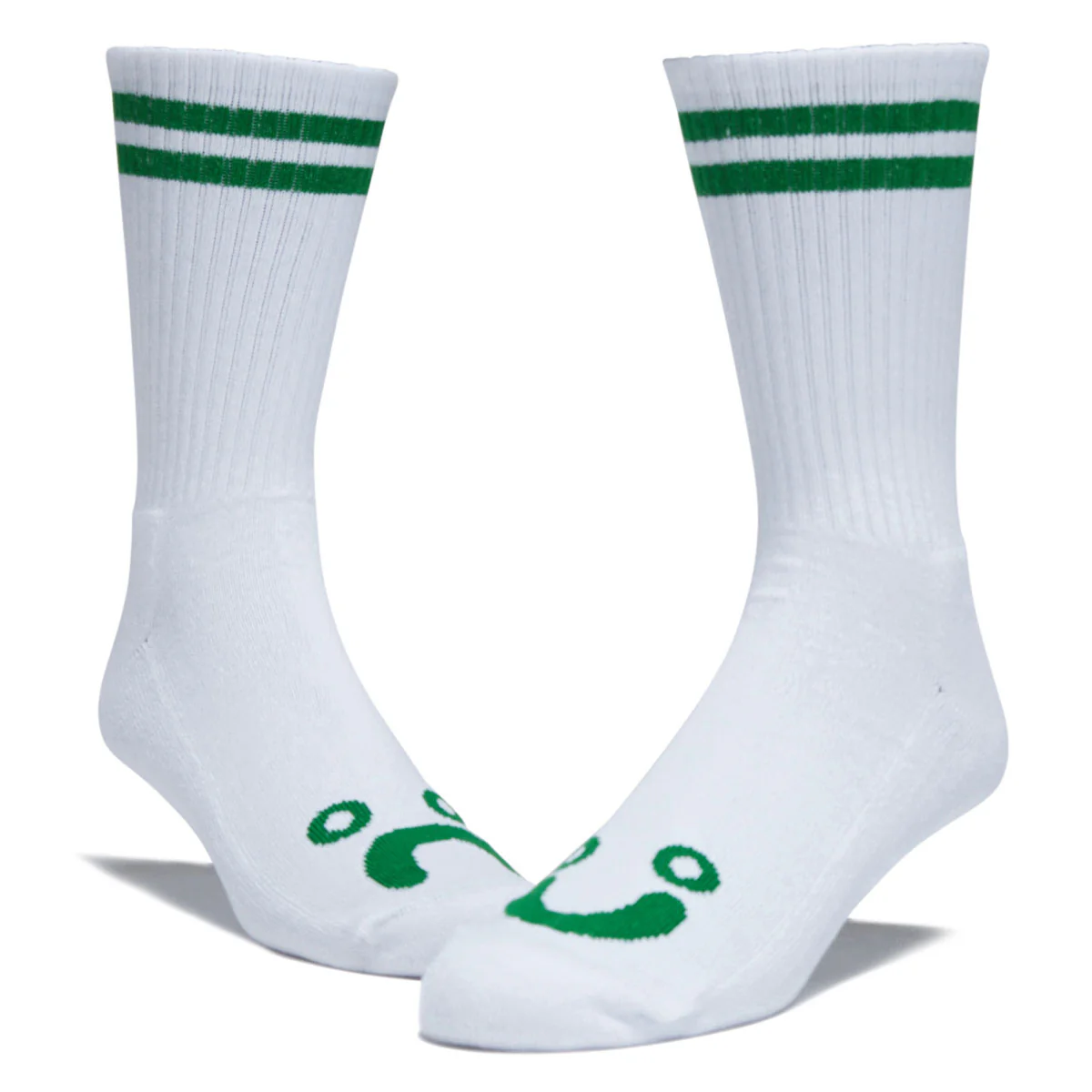 Polar Happy Sad Rib Socks - White/Green - Image 2