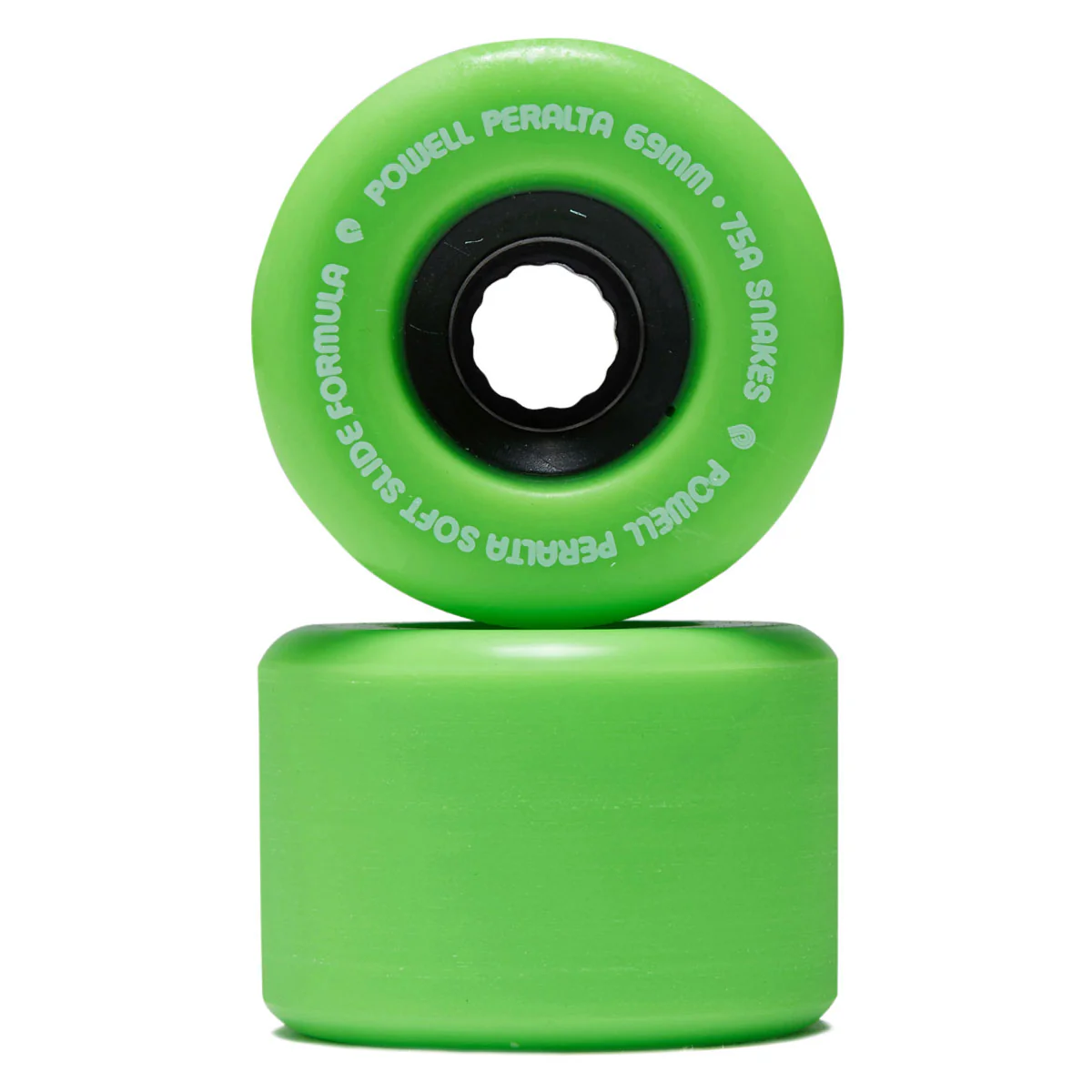 Powell-Peralta Downhill Snakes 02 75a Longboard Wheels - Green/Black Hub - 69mm - Image 2