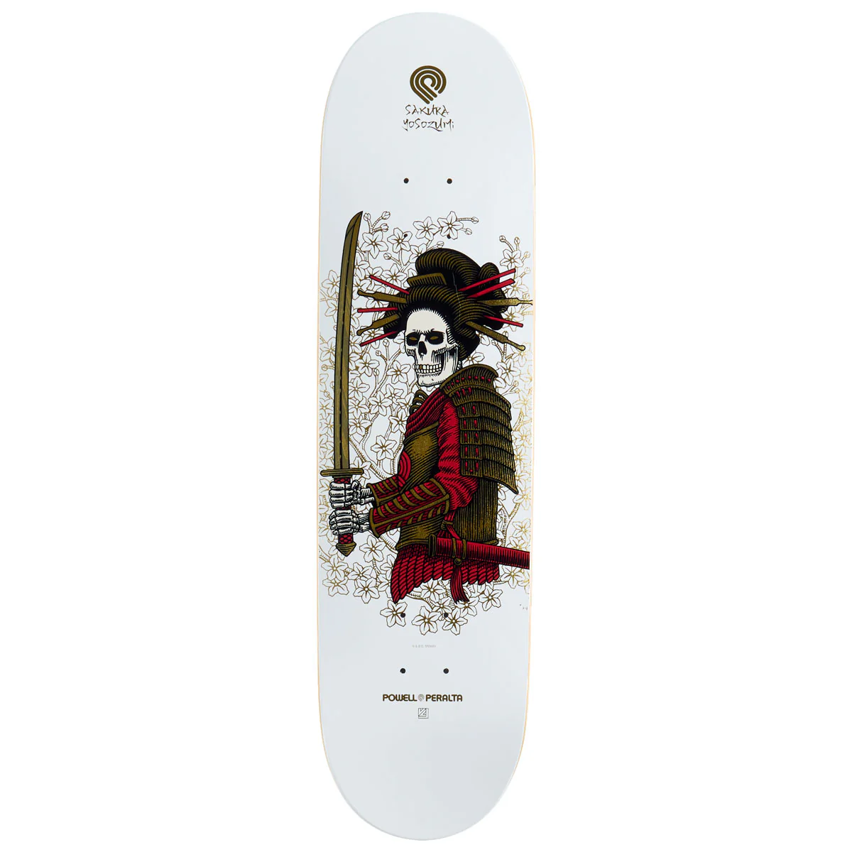 Powell-Peralta Sakura Yosozumi Onna-Bugeisha Skateboard Deck - White/Gold Foil - 8.25"