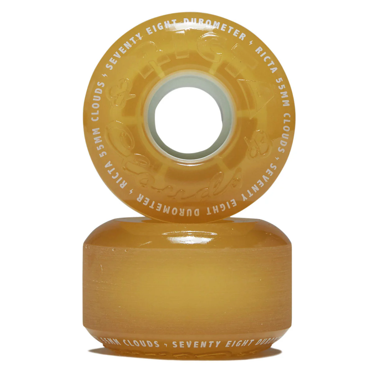 Ricta Clouds 78a Skateboard Wheels - Transparent Citrus - 55mm - Image 2