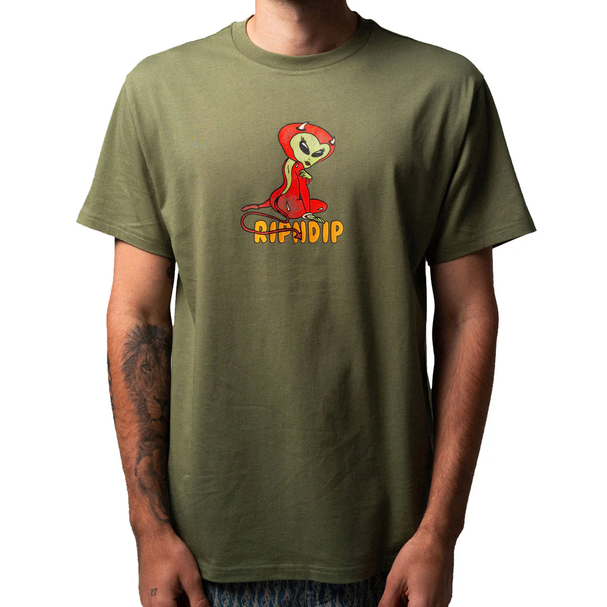 RIPNDIP Devil Alien T-Shirt - Dusty Forest - Image 3