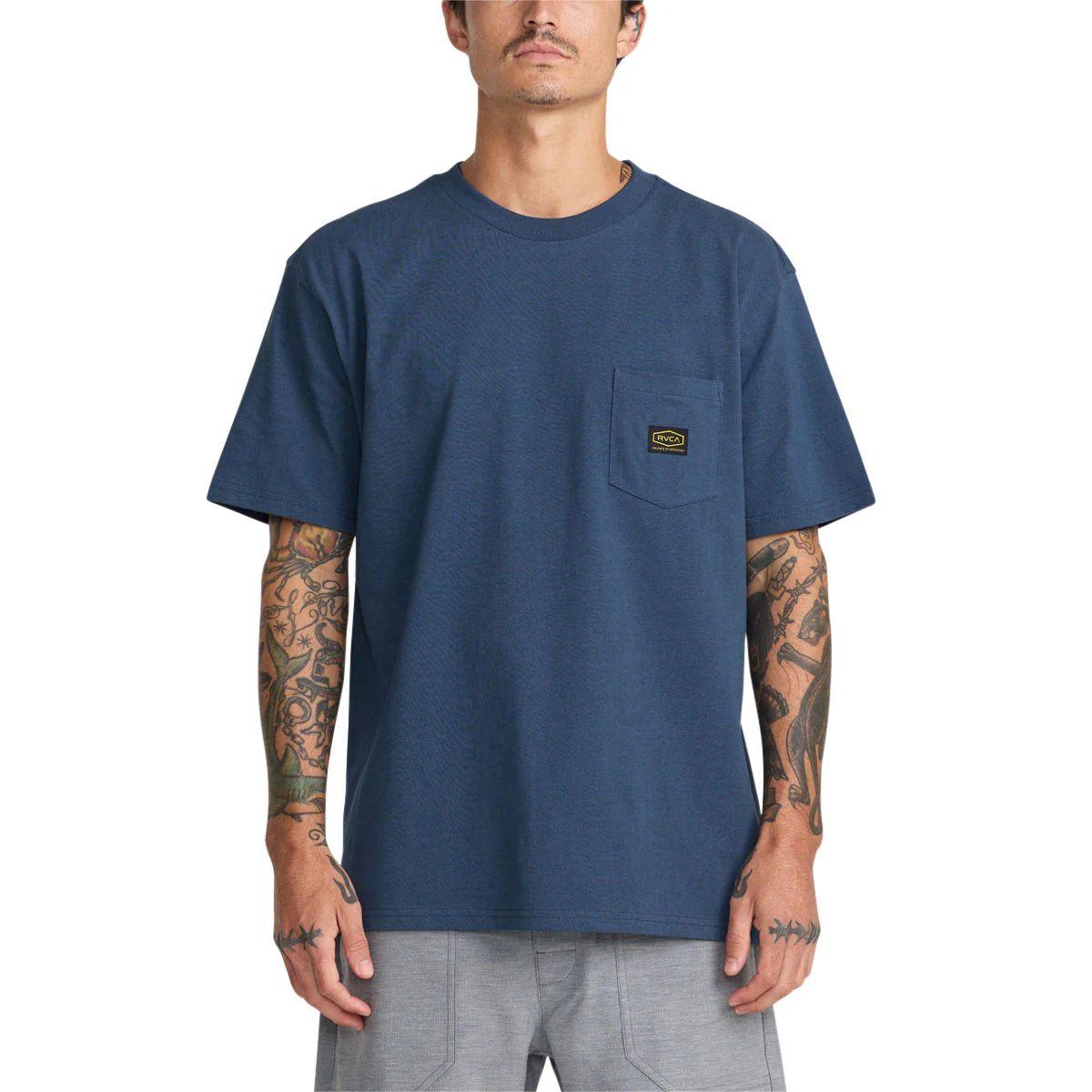 RVCA Americana Pocket Label T-Shirt - Dark Denim - Image 2