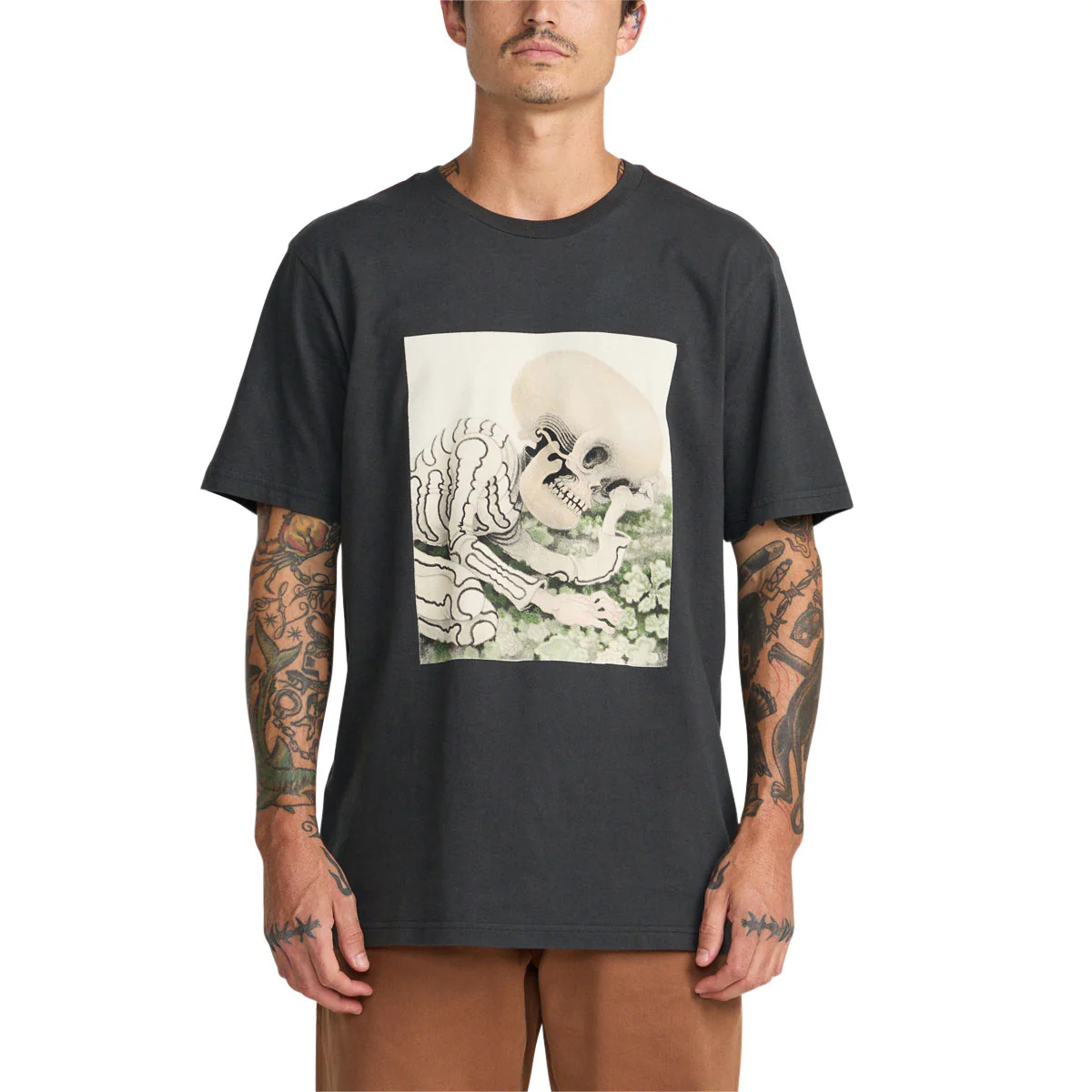 RVCA Sleepy Skeleton T-Shirt - Pirate Black - Image 3