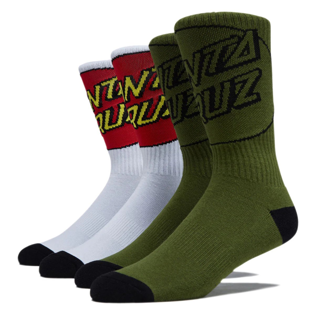 Santa Cruz Big Cruz Crew 2 Pack Of Socks - White/Army Multi