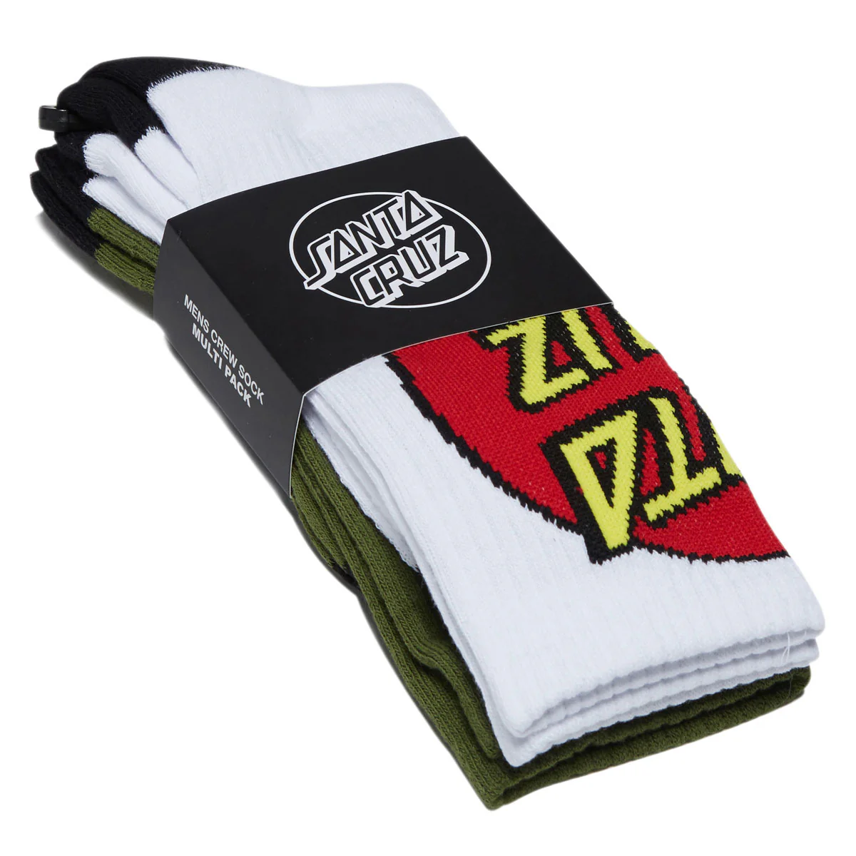 Santa Cruz Big Cruz Crew 2 Pack Of Socks - White/Army Multi - Image 2