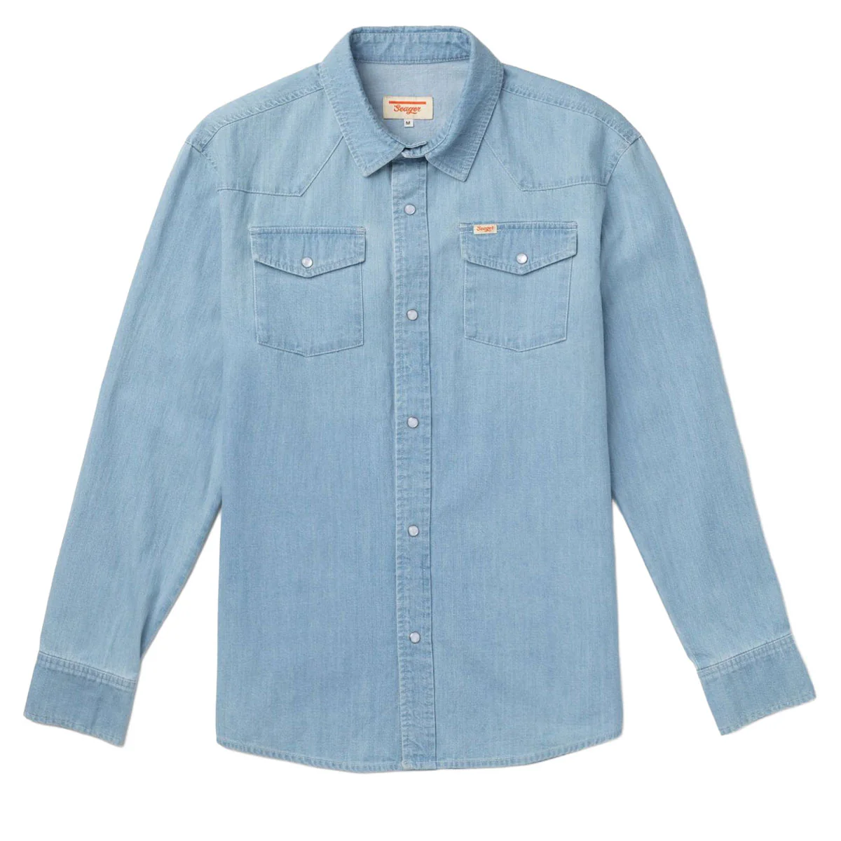 Seager Reagan Long Sleeve Pearl Snap Shirt - Light Wash