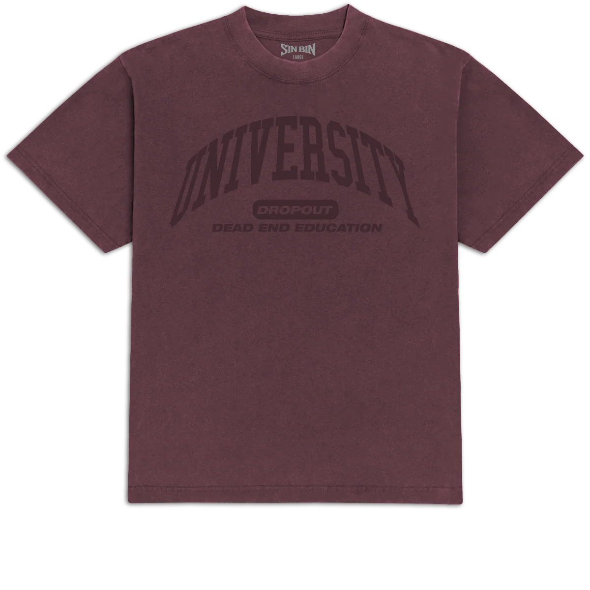 Sin Bin Uni Tonal T-Shirt - Maroon - LG