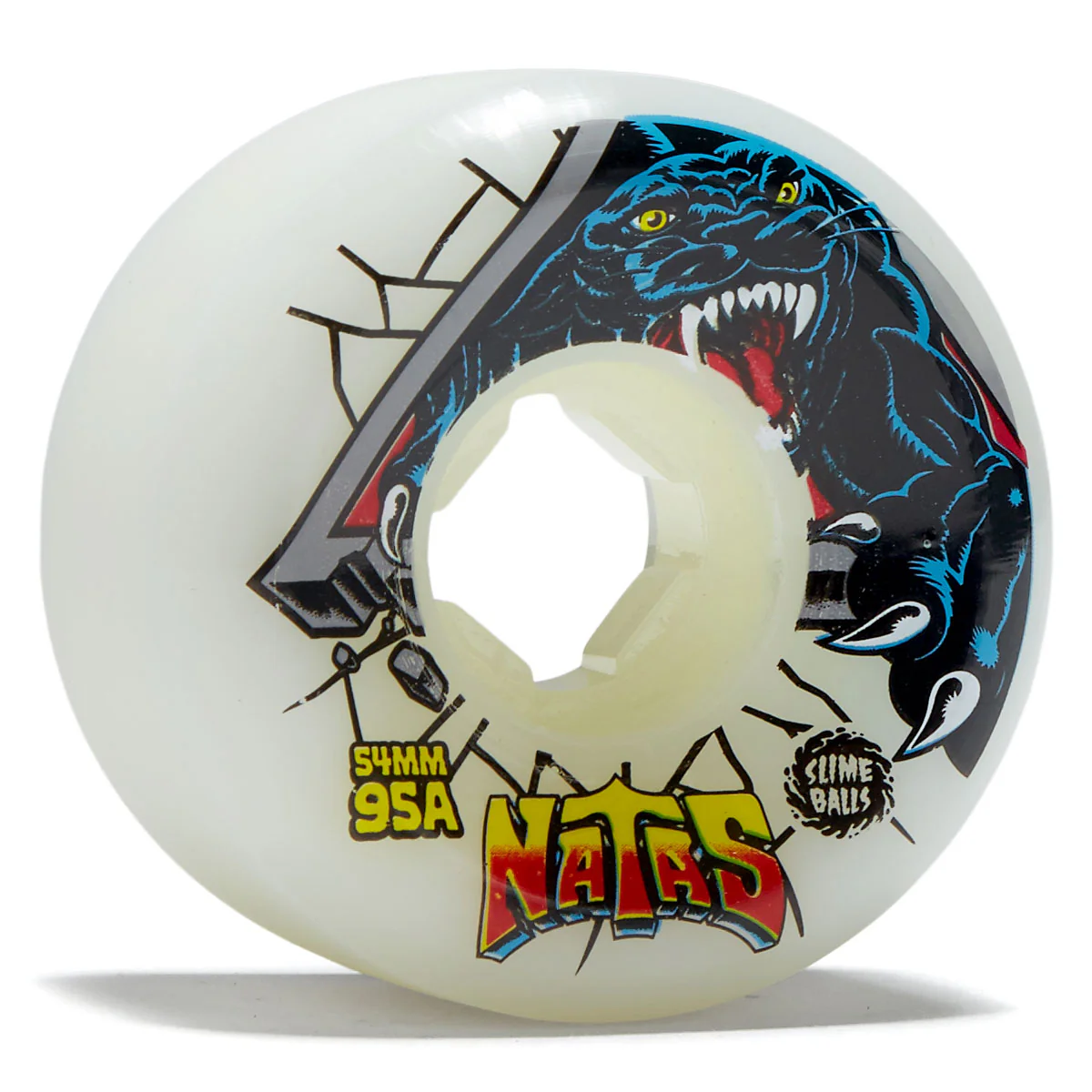 Slime Balls Natas Reissue Hardline 95a Skateboard Wheels - White - 54mm